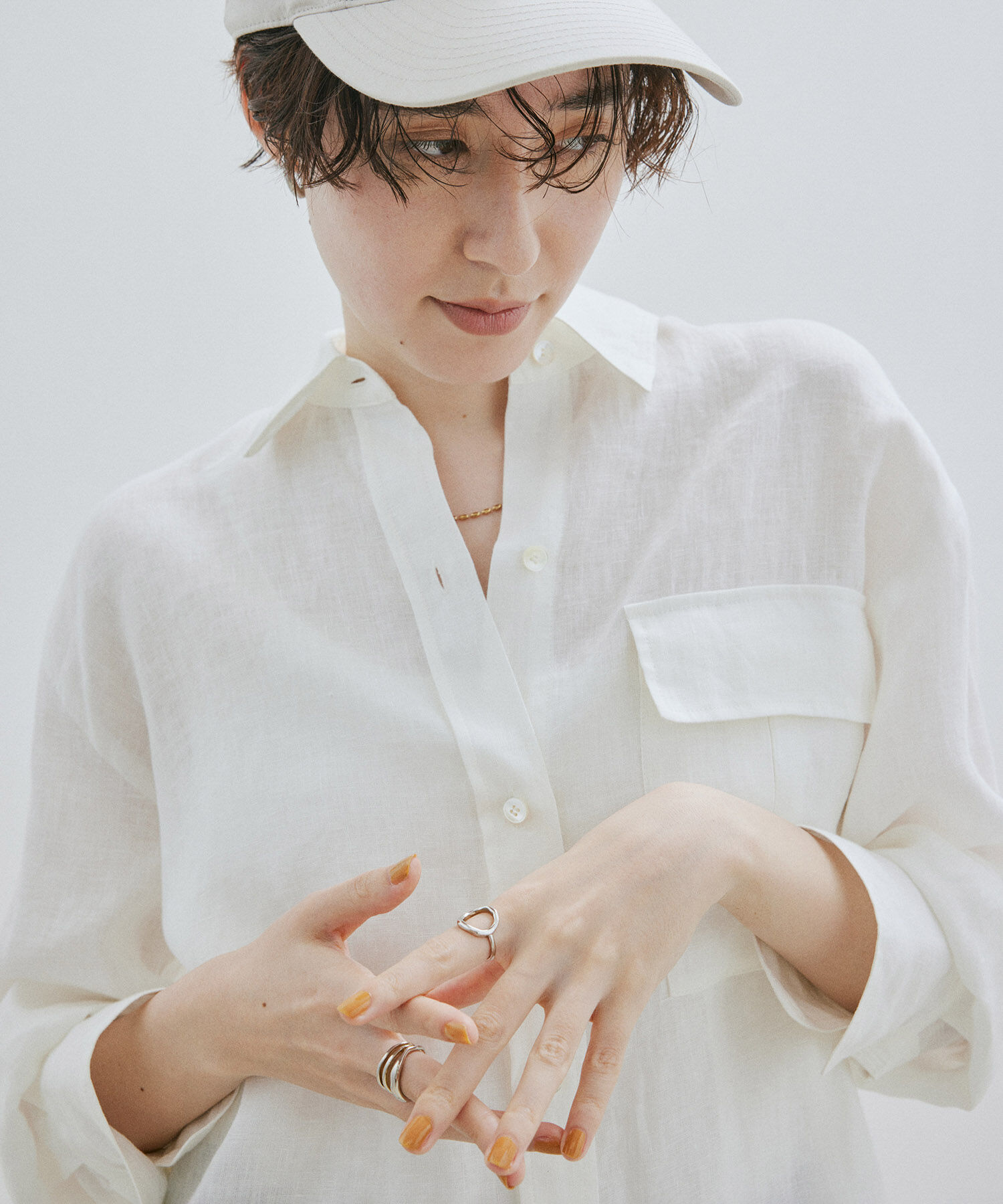 SALON adam et rope'「【洗える】ノルマンディリネンオーバーシャツ/麻」|シャツ・ブラウス|