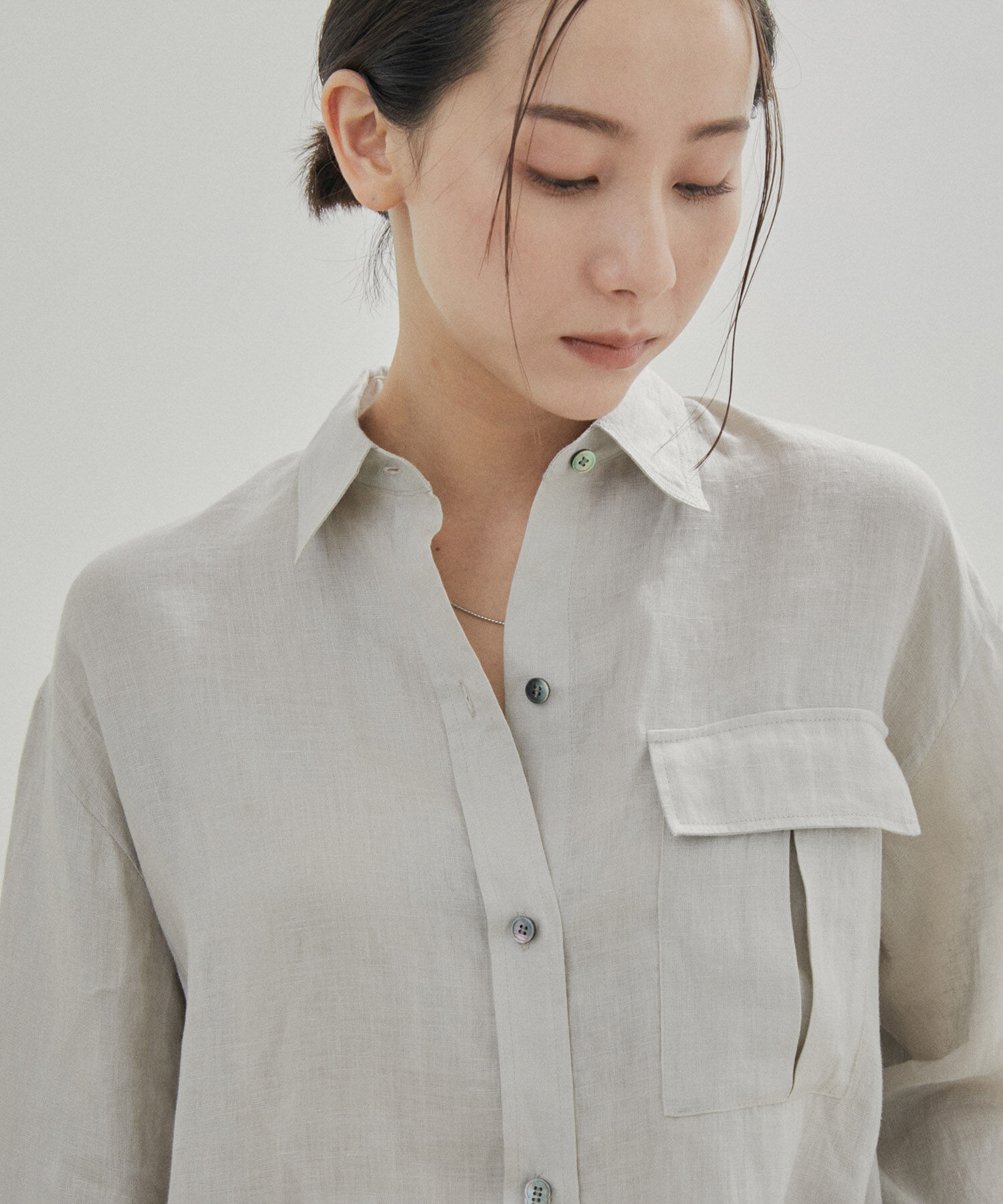 SALON adam et rope'「【洗える】ノルマンディリネンオーバーシャツ/麻」|シャツ・ブラウス|