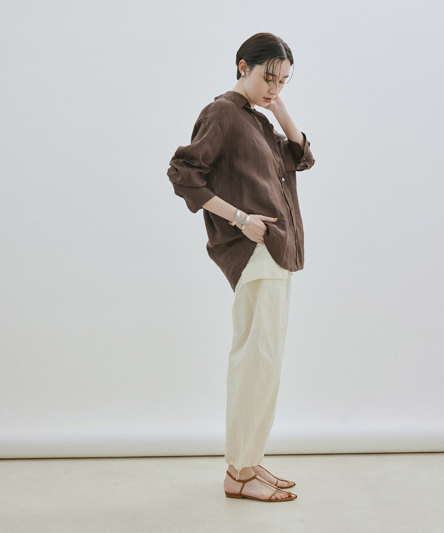 SALON adam et rope'「【洗える】ノルマンディリネンオーバーシャツ/麻」|シャツ・ブラウス|