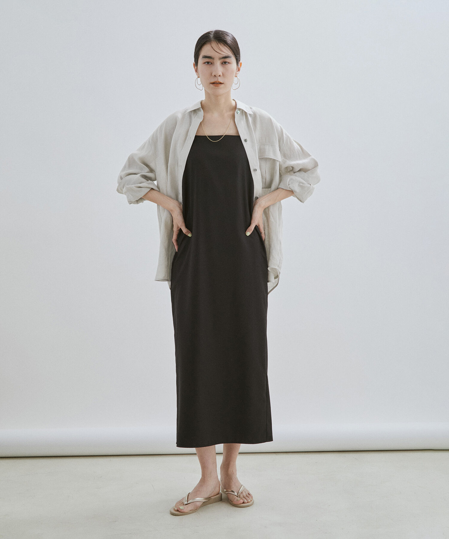 SALON adam et rope'「【洗える】ノルマンディリネンオーバーシャツ/麻」|シャツ・ブラウス|