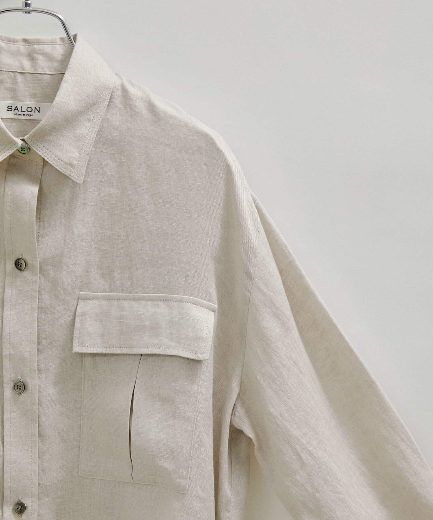 SALON adam et rope'「【洗える】ノルマンディリネンオーバーシャツ/麻」|シャツ・ブラウス|