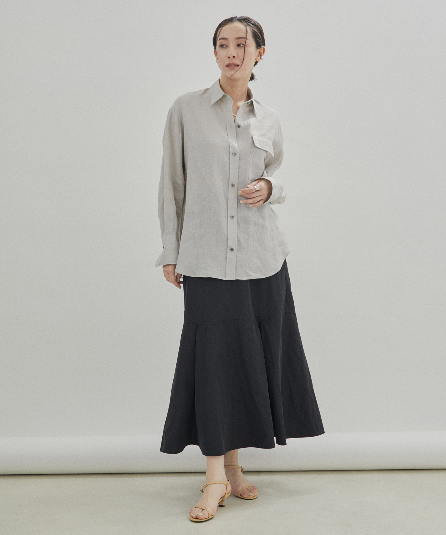 SALON adam et rope'「【洗える】ノルマンディリネンオーバーシャツ/麻」|シャツ・ブラウス|