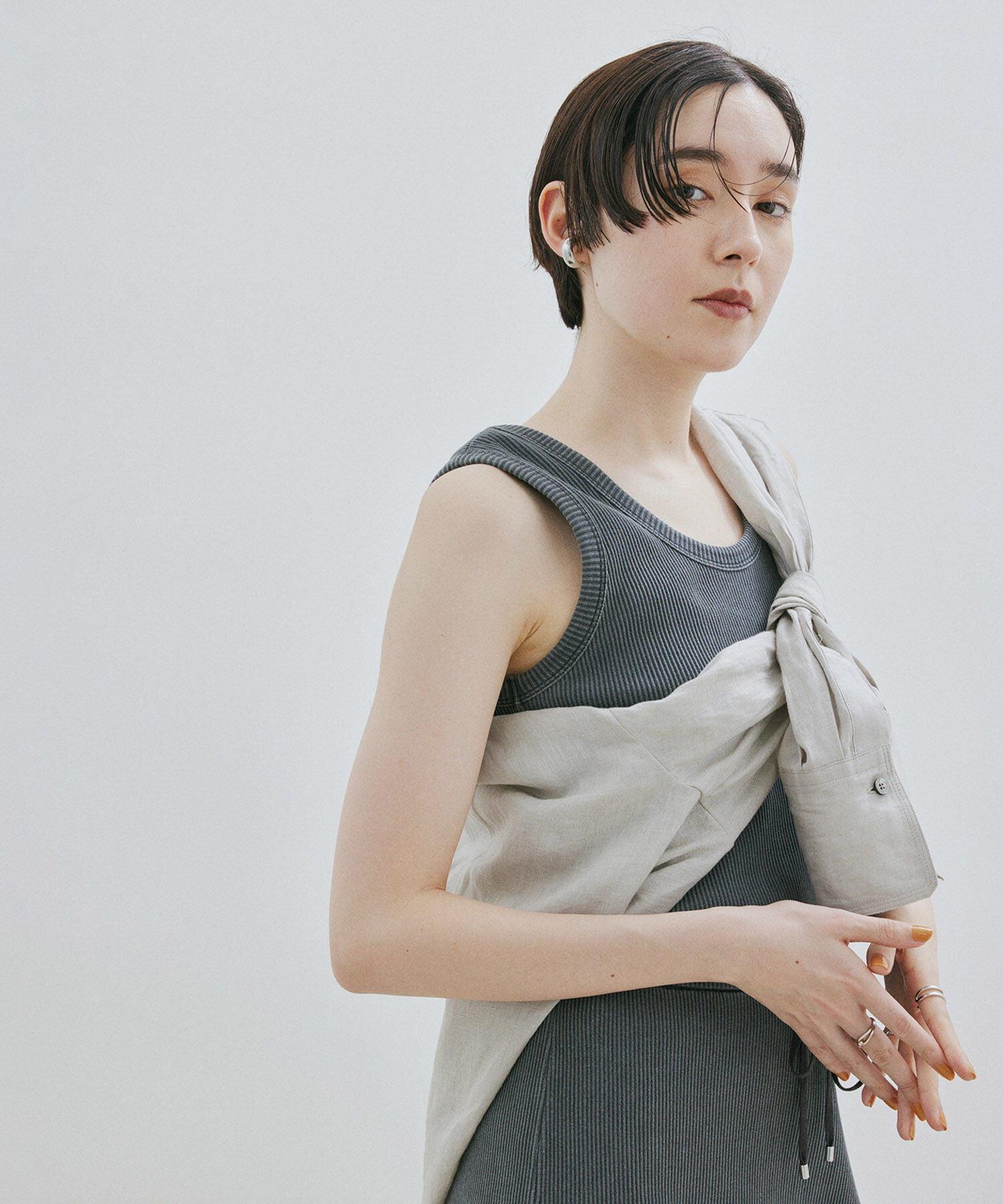 SALON adam et rope'「【洗える】ノルマンディリネンオーバーシャツ/麻」|シャツ・ブラウス|