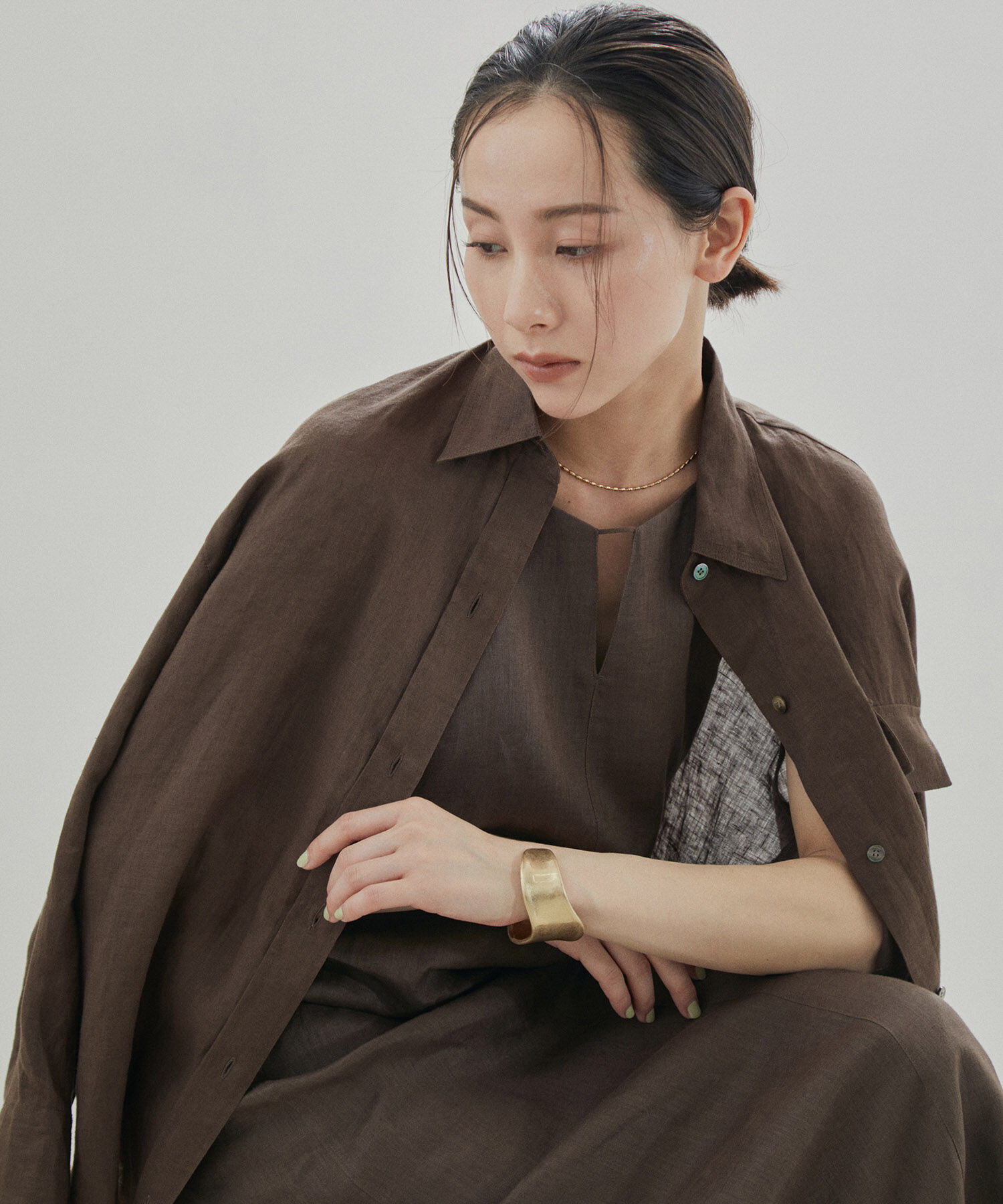 SALON adam et rope'「【洗える】ノルマンディリネンオーバーシャツ/麻」|シャツ・ブラウス|