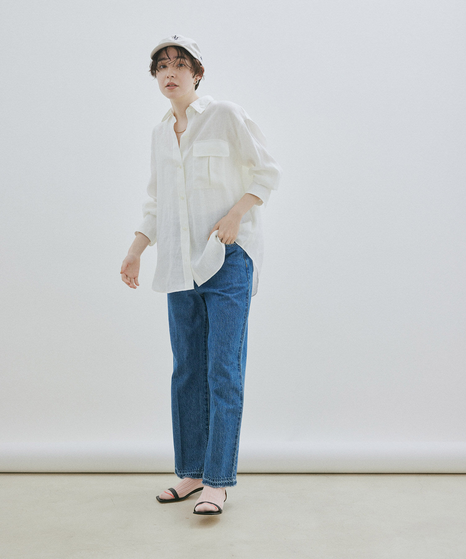 SALON adam et rope'「【洗える】ノルマンディリネンオーバーシャツ/麻」|シャツ・ブラウス|