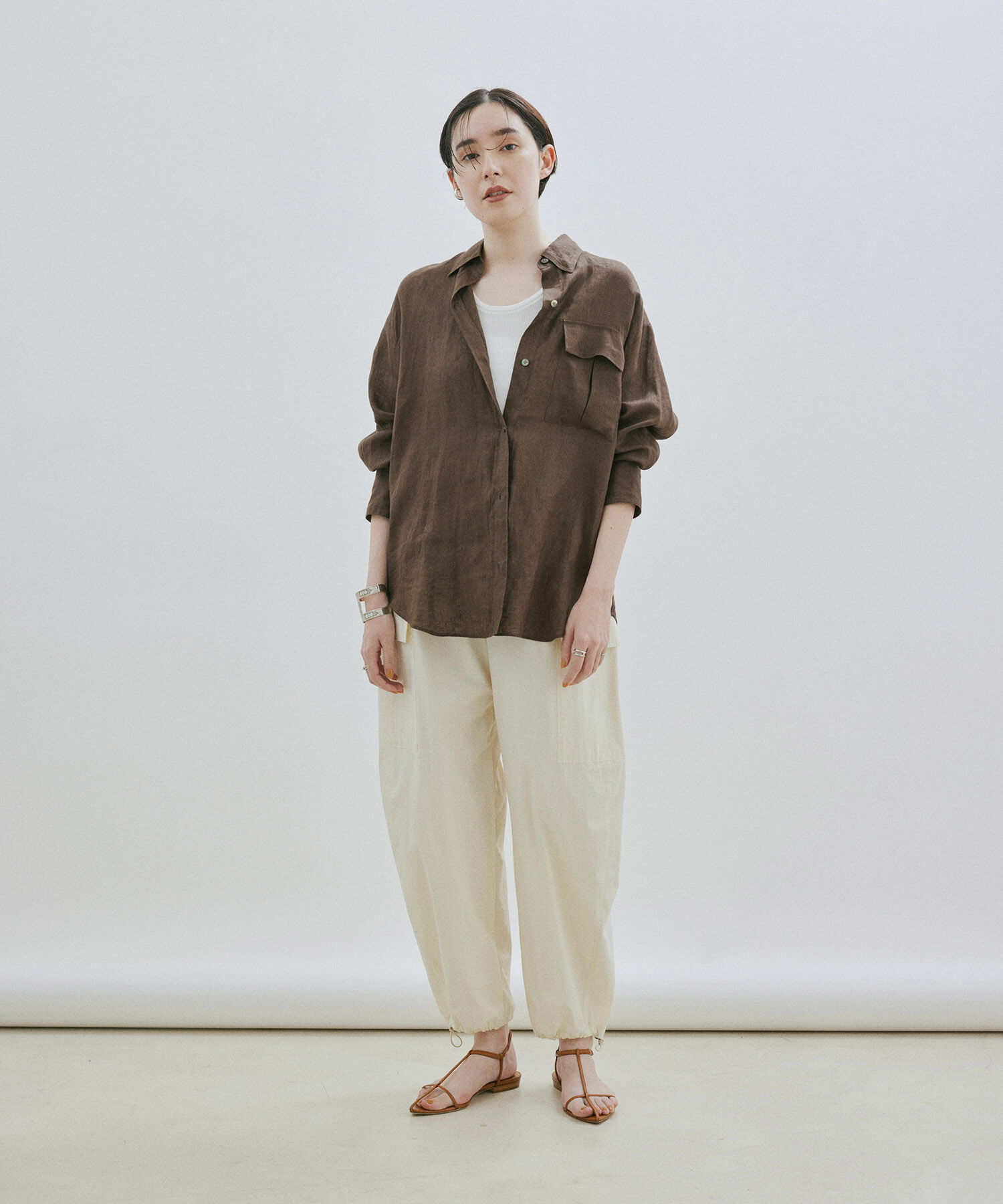 SALON adam et rope'「【洗える】ノルマンディリネンオーバーシャツ/麻」|シャツ・ブラウス|