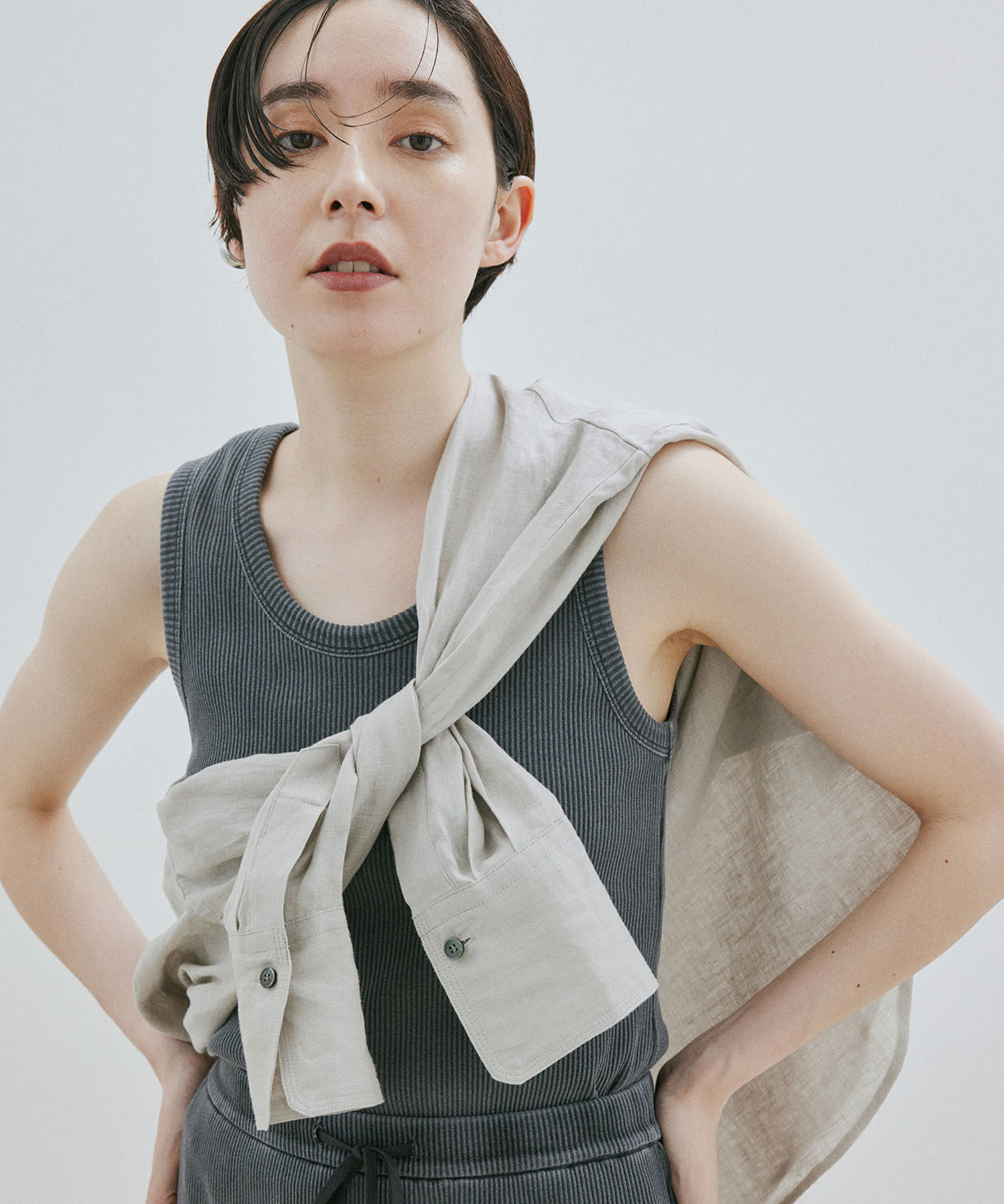 SALON adam et rope'「【洗える】ノルマンディリネンオーバーシャツ/麻」|シャツ・ブラウス|