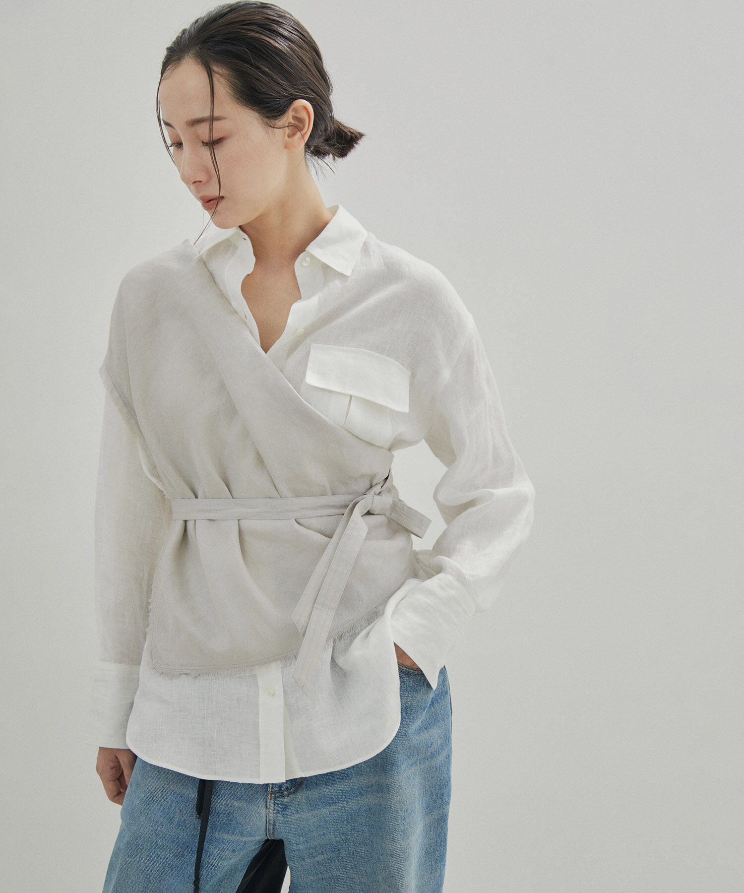 SALON adam et rope'「【洗える】ノルマンディリネンオーバーシャツ/麻」|シャツ・ブラウス|