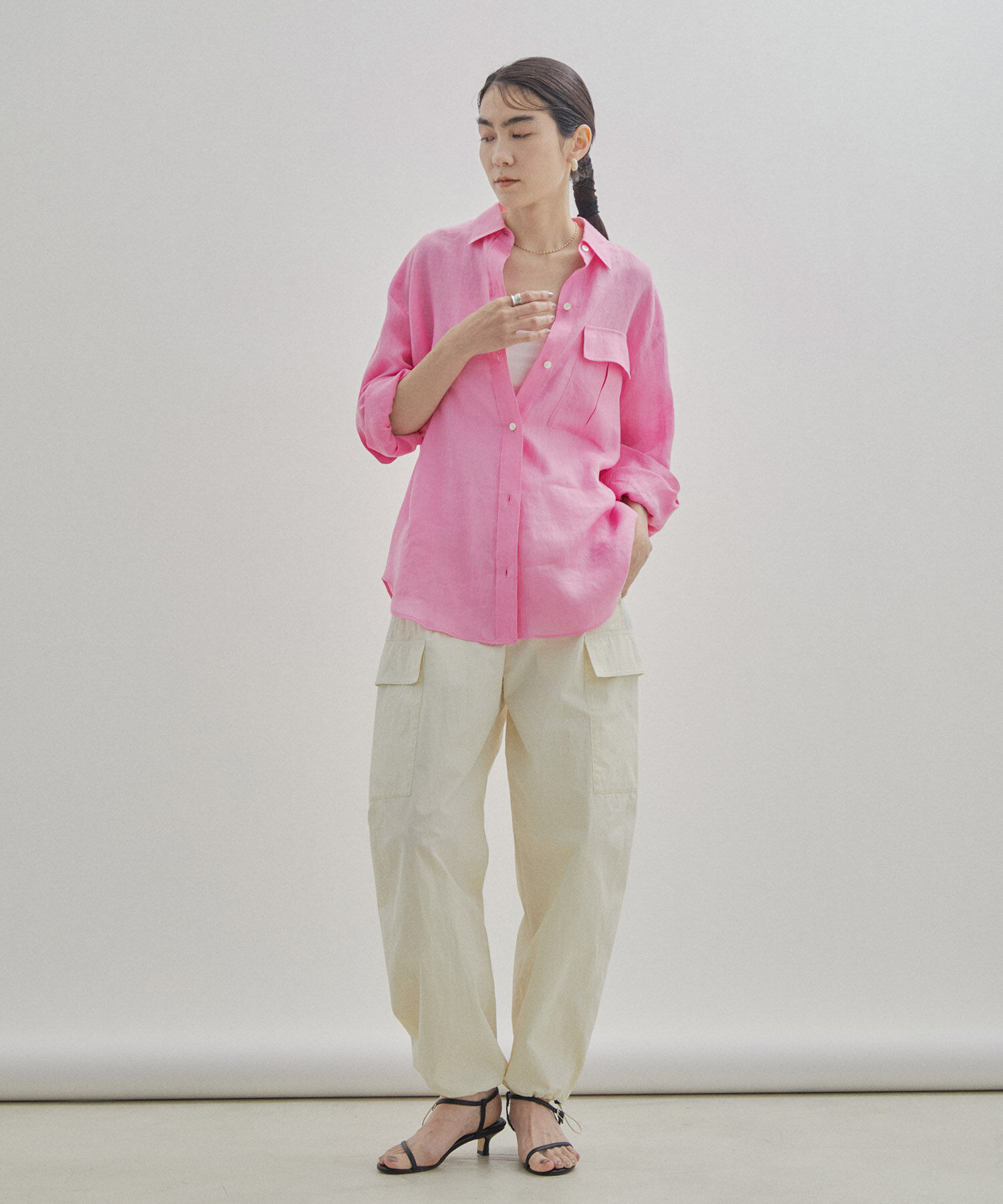 SALON adam et rope'「【洗える】ノルマンディリネンオーバーシャツ/麻」|シャツ・ブラウス|