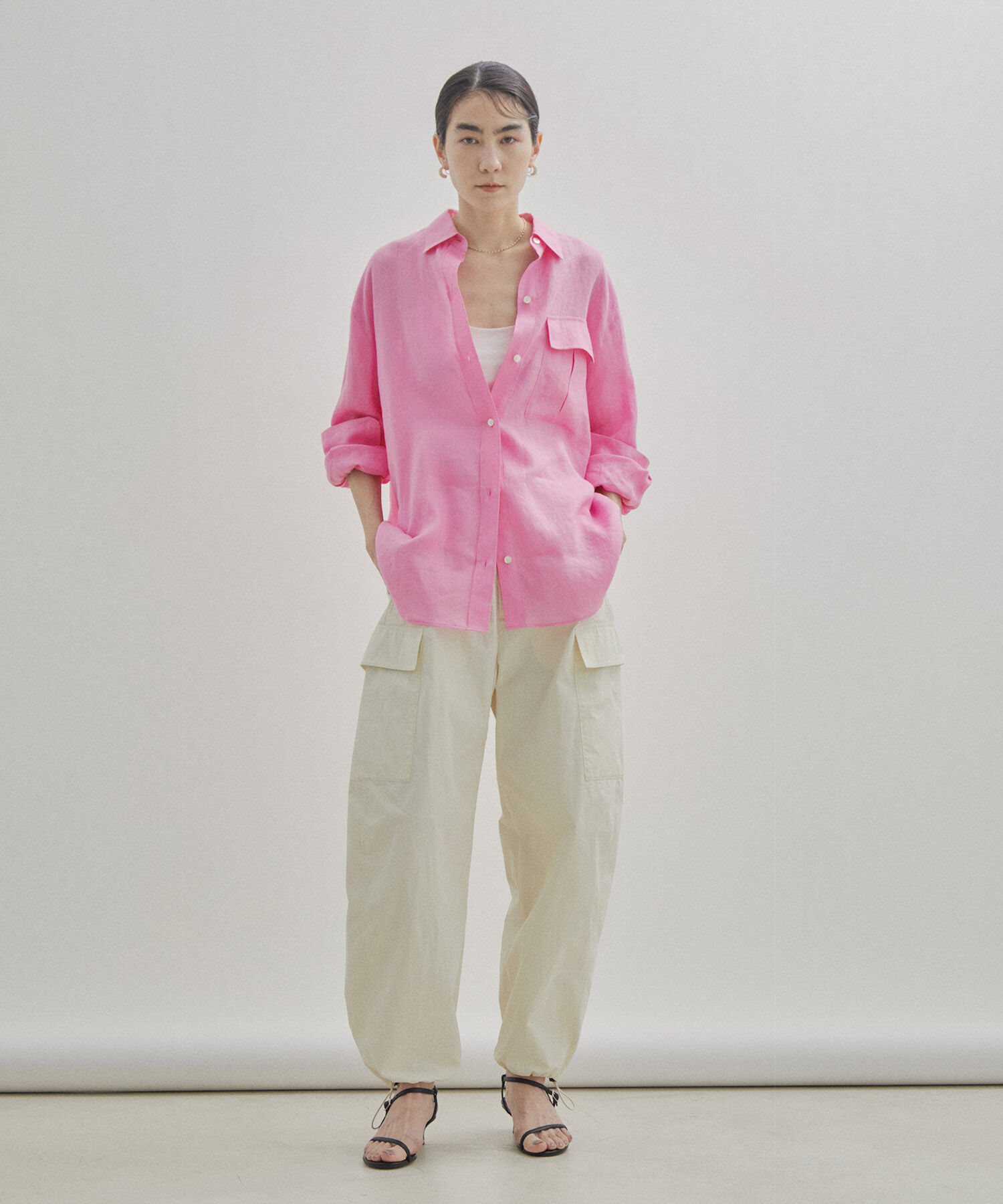 SALON adam et rope'「【洗える】ノルマンディリネンオーバーシャツ/麻」|シャツ・ブラウス|