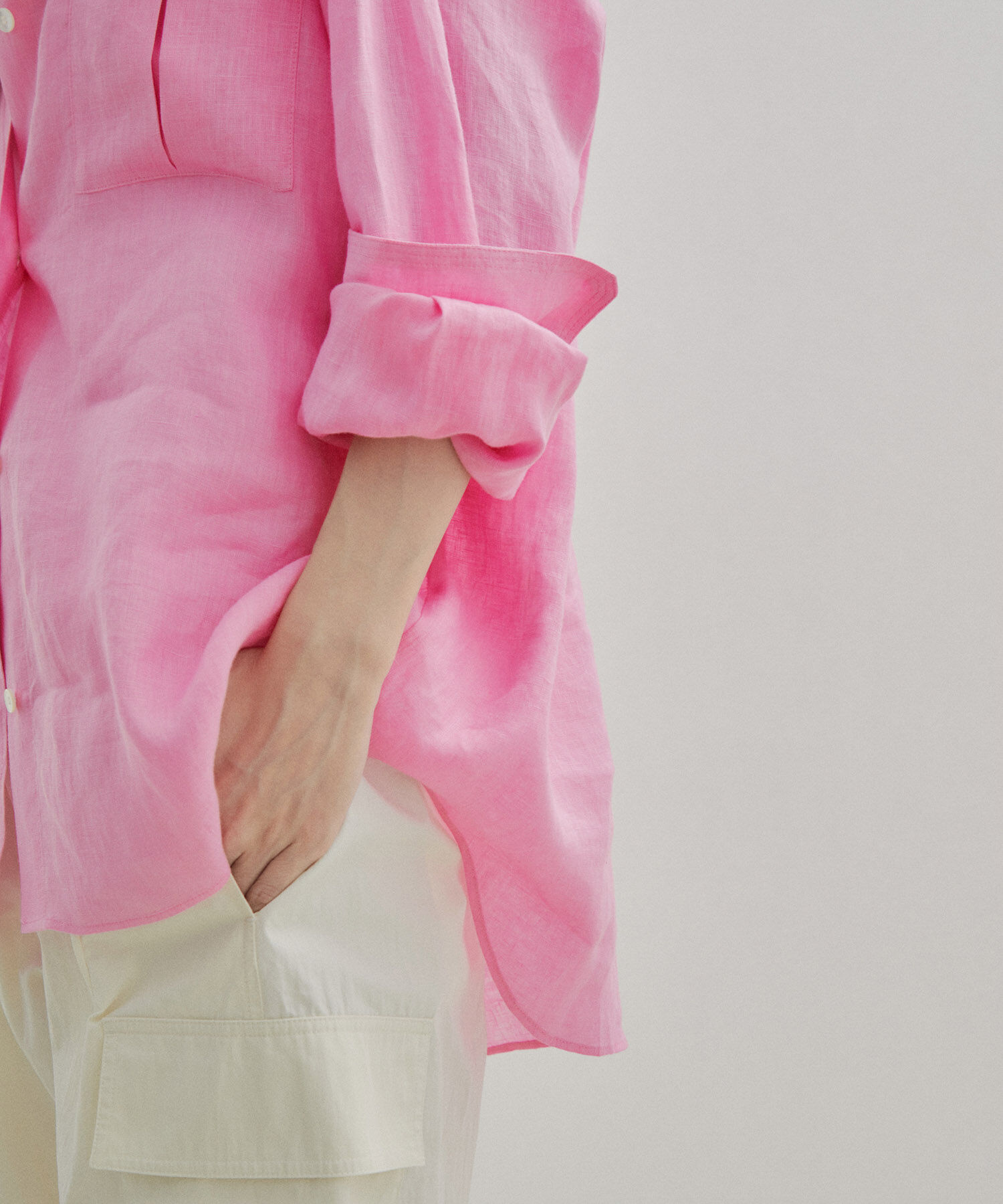 SALON adam et rope'「【洗える】ノルマンディリネンオーバーシャツ/麻」|シャツ・ブラウス|