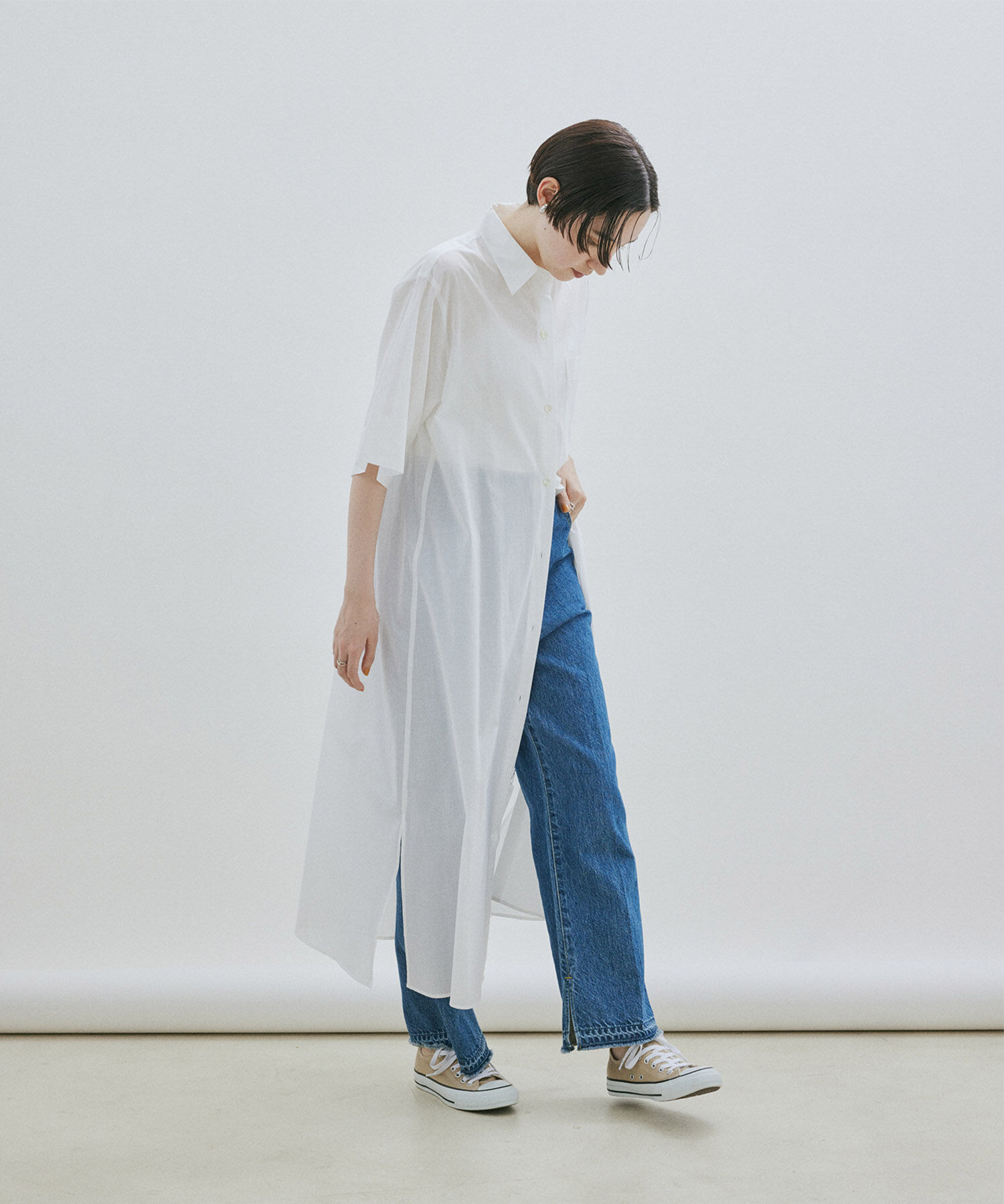 SALON adam et rope'「ワッシャーローンシャツワンピース / 無地・ストライプ」|その他|