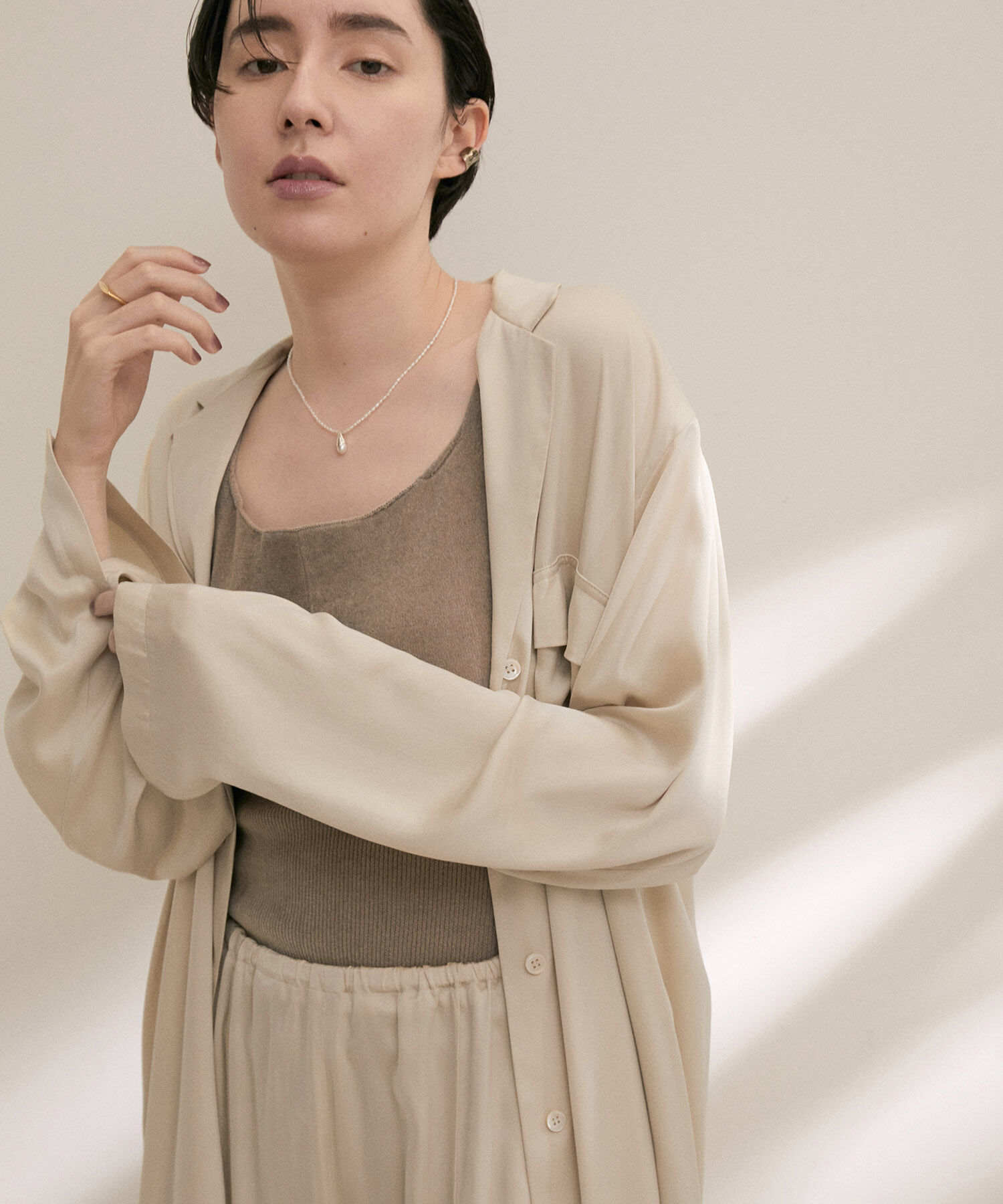 SALON adam et rope'「シルクシャツワンピース【セットアップ対応】【洗える】」|その他|