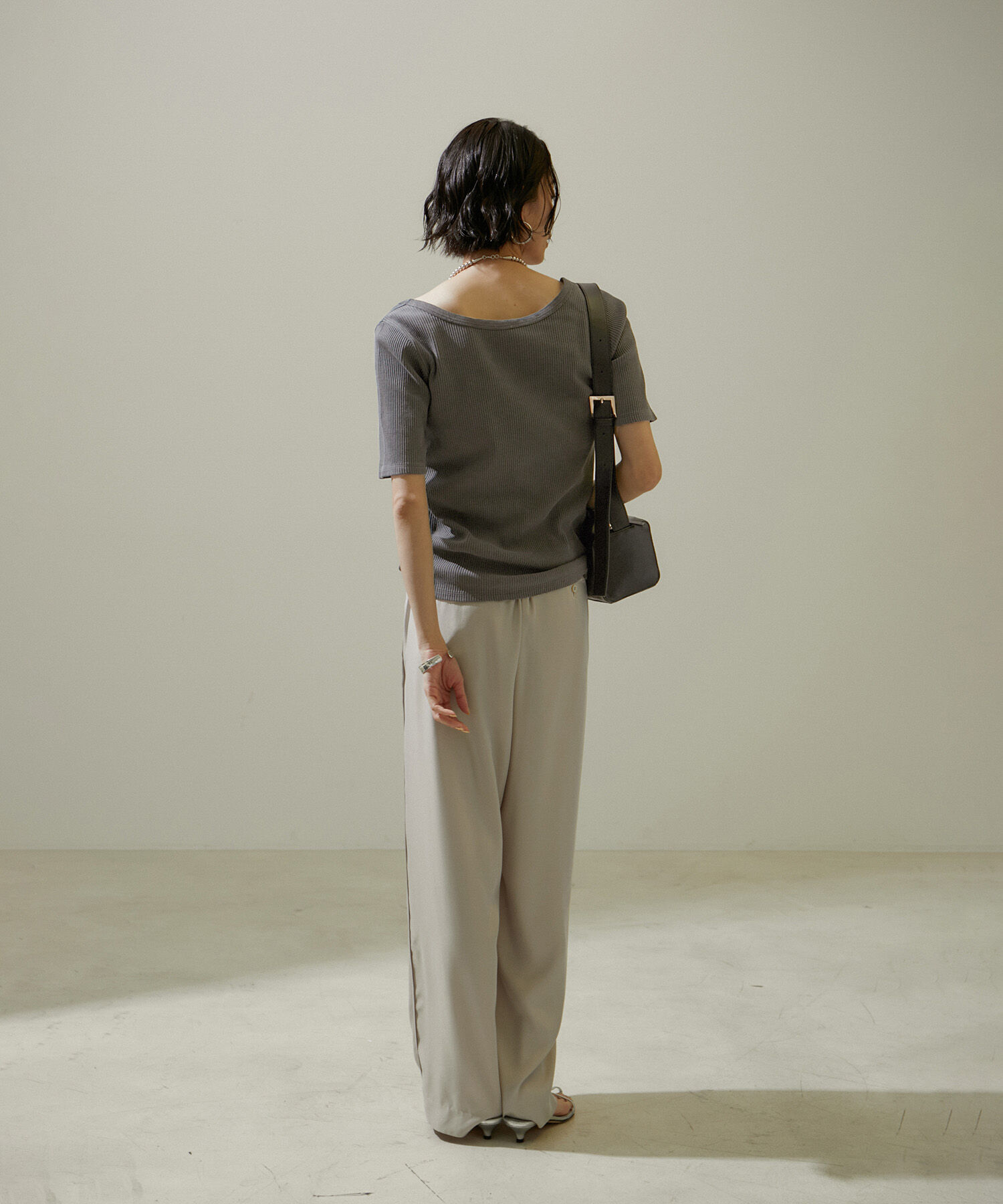 SALON adam et rope'「ヴィンテージライク2WAYリブTシャツ【セットアップ対応・洗える】」|Tシャツ・カットソー|