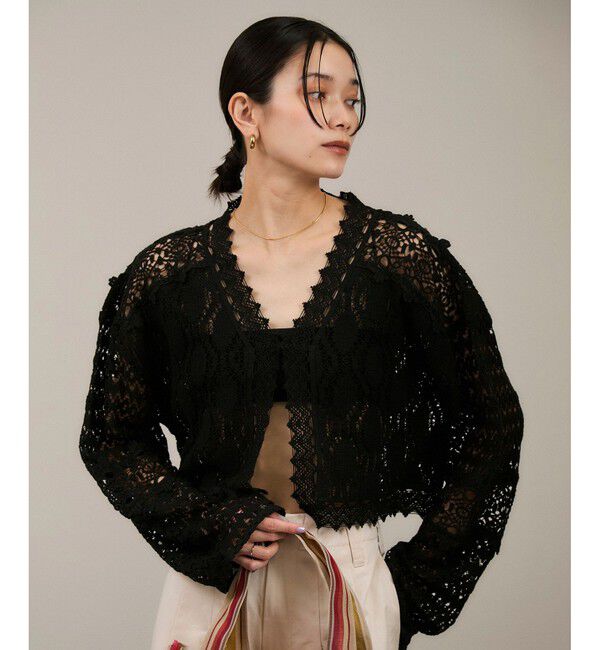 SALON adam et rope'「【WEB限定】レースパッチワークボレロ」|カーディガン|