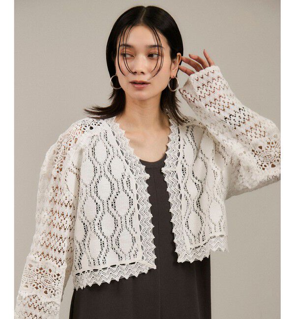 SALON adam et rope'「【WEB限定】レースパッチワークボレロ」|カーディガン|