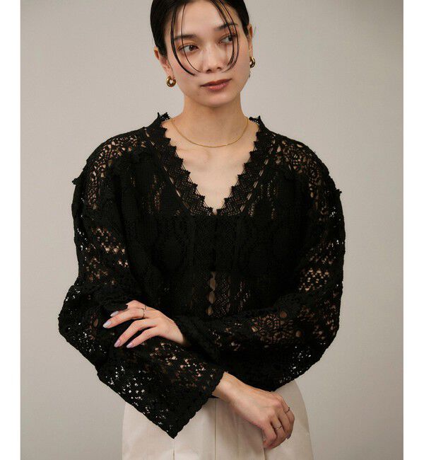 SALON adam et rope'「【WEB限定】レースパッチワークボレロ」|カーディガン|