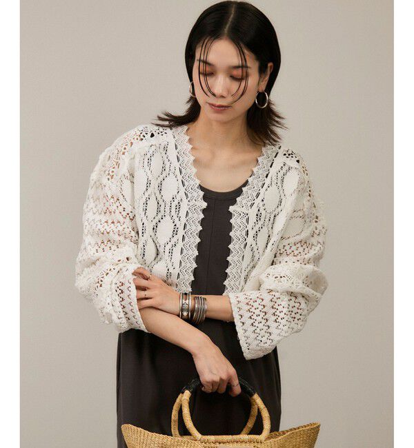 SALON adam et rope'「【WEB限定】レースパッチワークボレロ」|カーディガン|ホワイト(10)