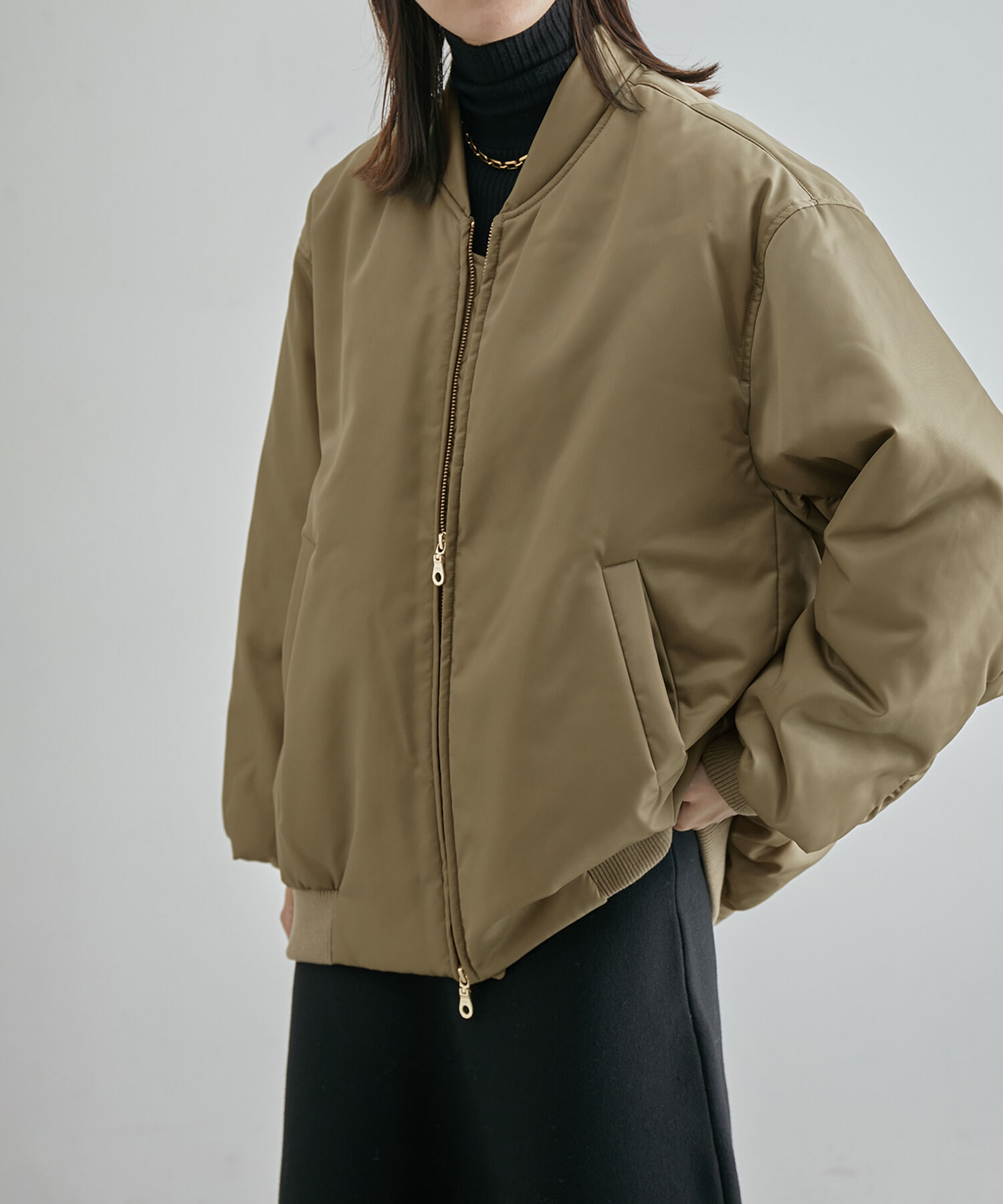 ROPE「【エディター三尋木奈保さんコラボ】フォルムブルゾンMA-1」|その他|カーキ(36)