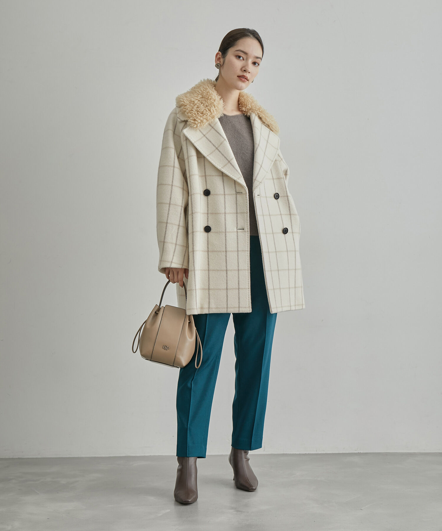 ROPE「【SUPER100's/140's】シャルムリバーファー付きミドルコート」|チェスターコート|