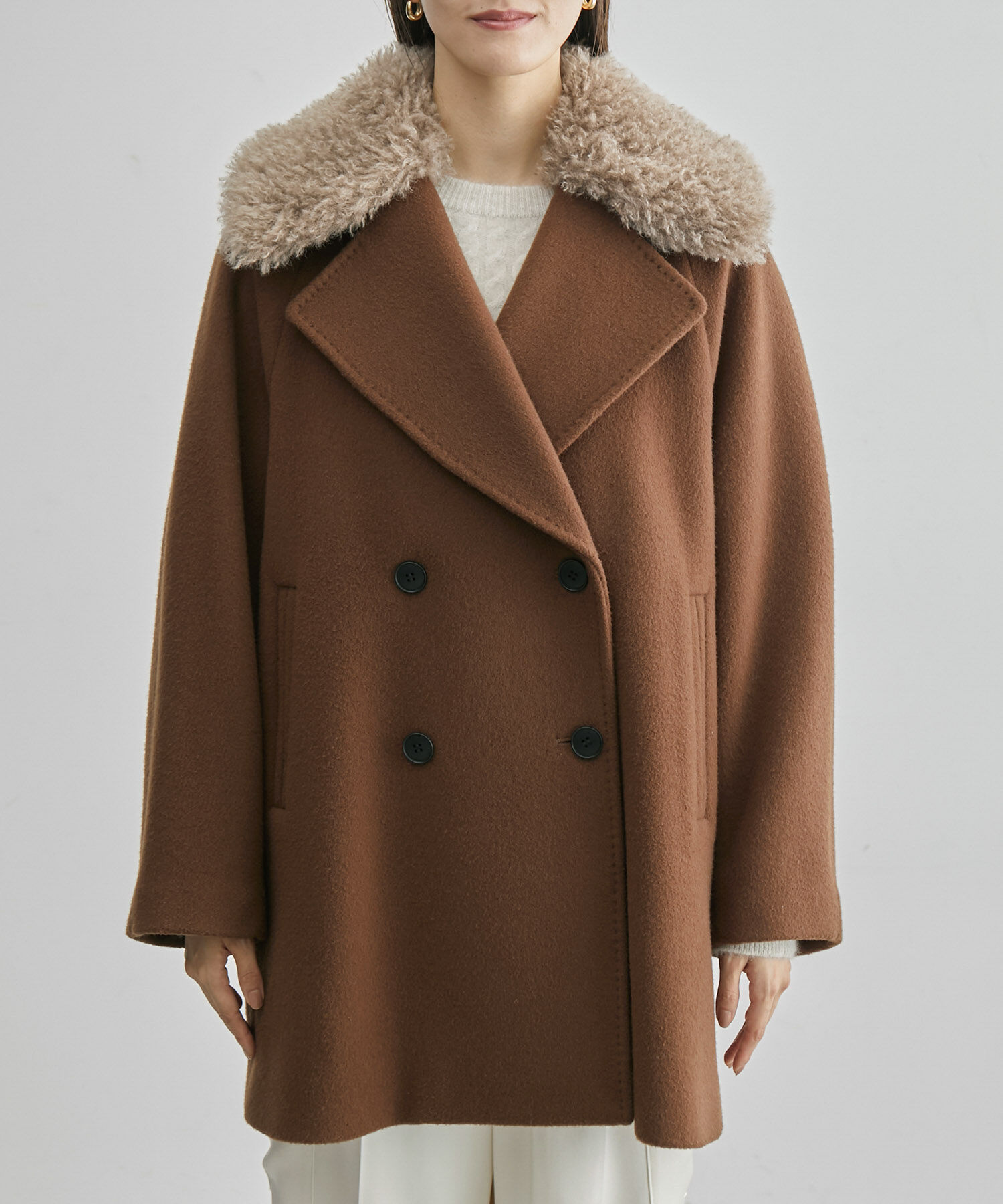 ROPE「【SUPER100's/140's】シャルムリバーファー付きミドルコート」|チェスターコート|