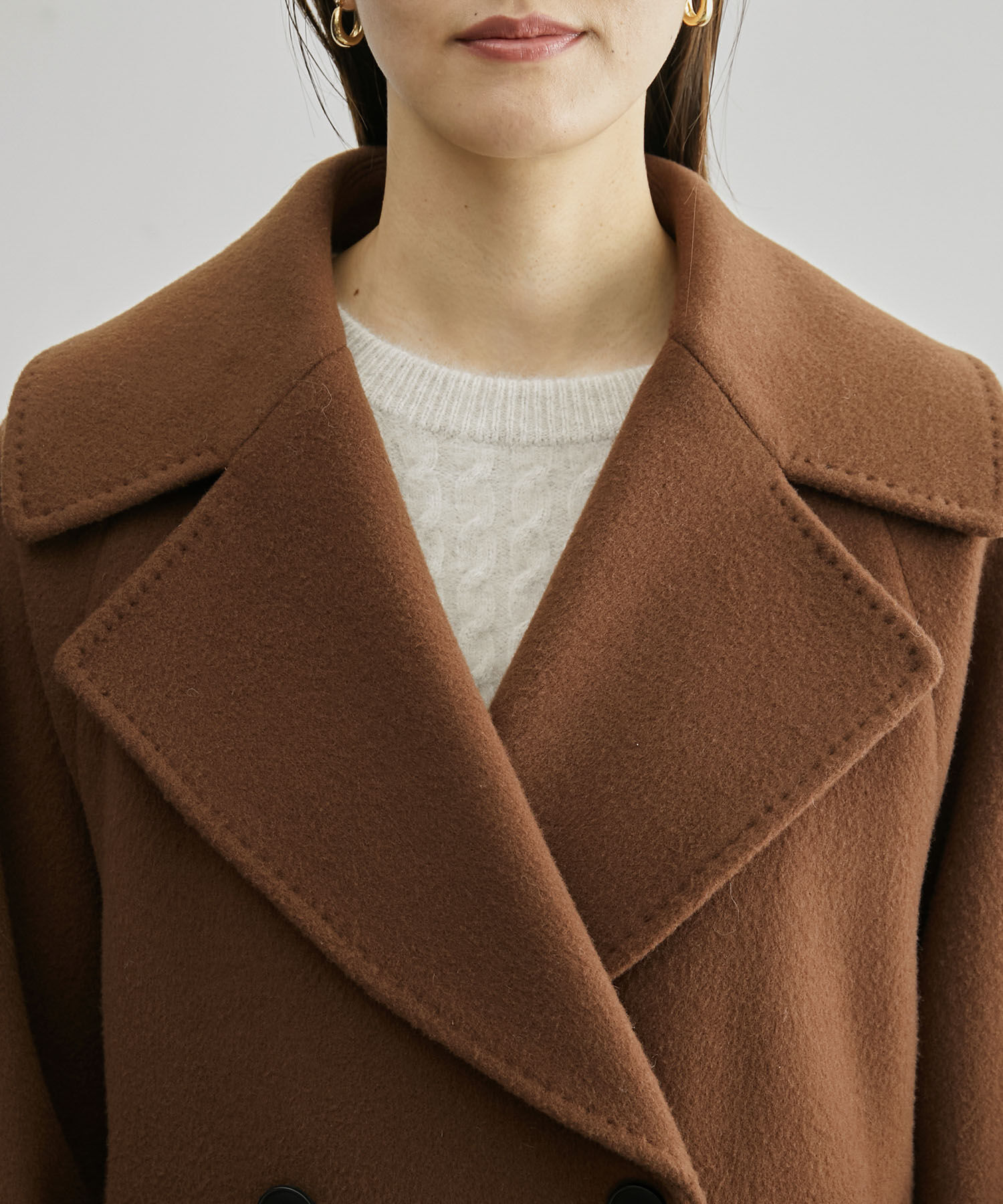 ROPE「【SUPER100's/140's】シャルムリバーファー付きミドルコート」|チェスターコート|