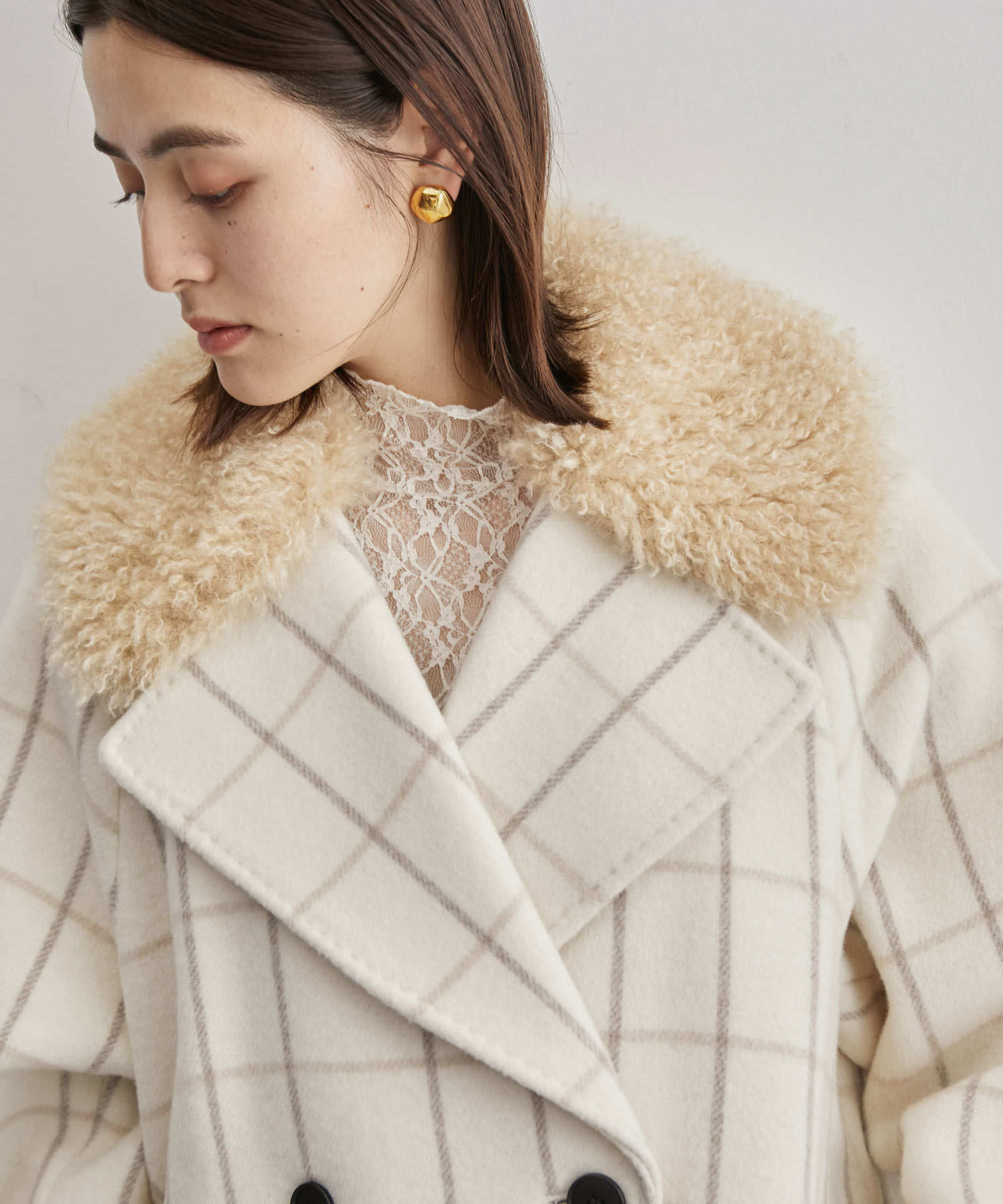 ROPE「【SUPER100's/140's】シャルムリバーファー付きミドルコート」|チェスターコート|