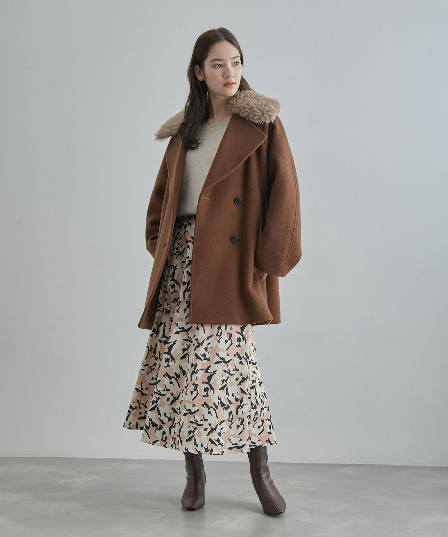 ROPE「【SUPER100's/140's】シャルムリバーファー付きミドルコート」|チェスターコート|