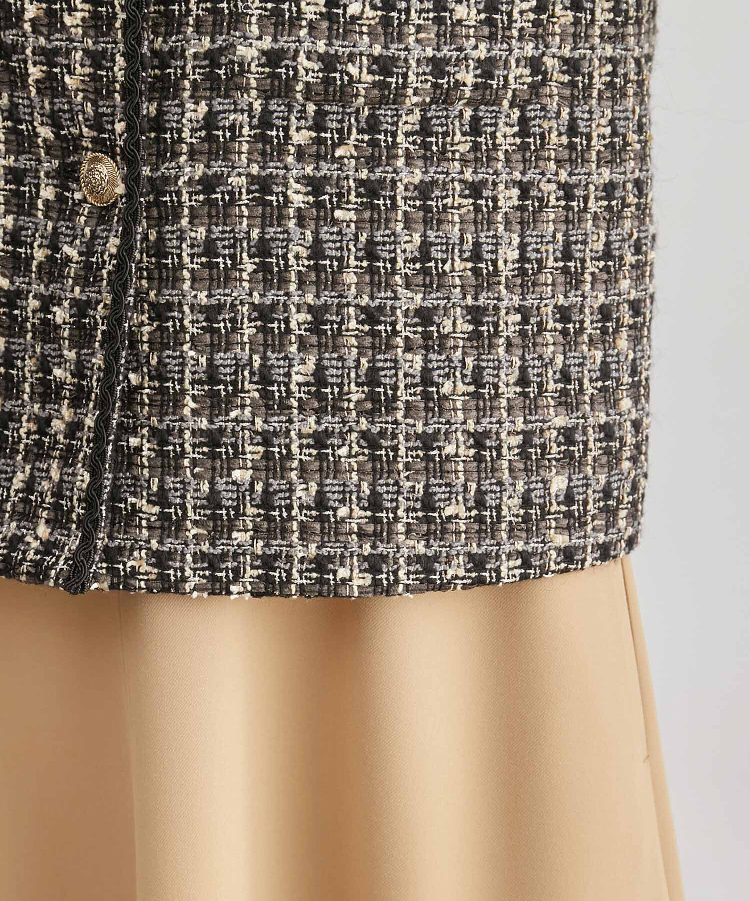 ROPE「【雑誌掲載】ノーカラーミックスツイードジャケット」|ノーカラージャケット|