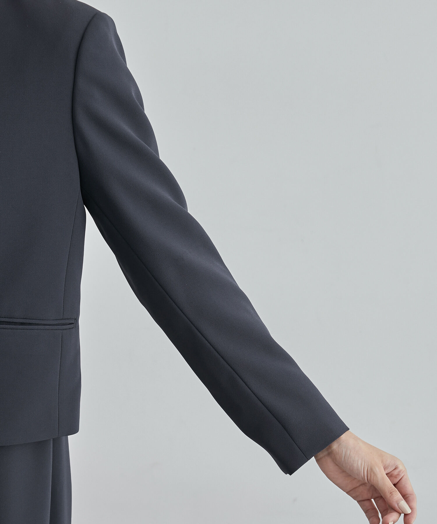 ROPE「ジョーゼットクルーネックジャケット/セットアップ対応・セレモニー対応」|ノーカラージャケット|