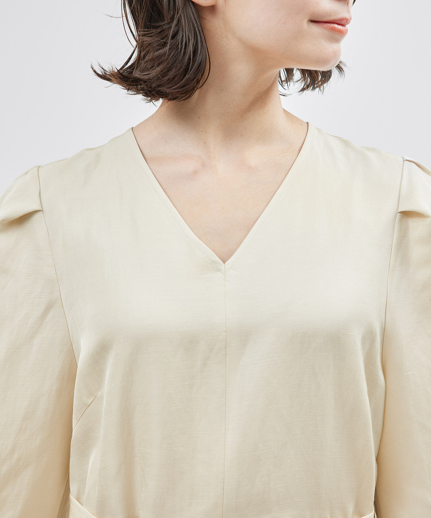 ROPE「パフスリーブベルテッドリネンワンピース」|ワンピース|