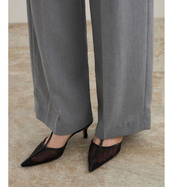 ROPE「【洗える】リネンライク ベルテッドワイドパンツ/セットアップ対応【WEB・一部店舗限定】」|チノ|