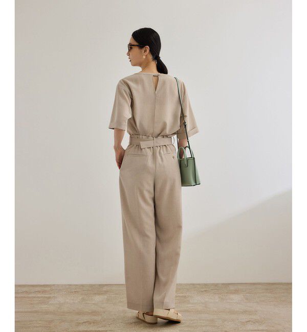 ROPE「【洗える】リネンライク ベルテッドワイドパンツ/セットアップ対応【WEB・一部店舗限定】」|チノ|