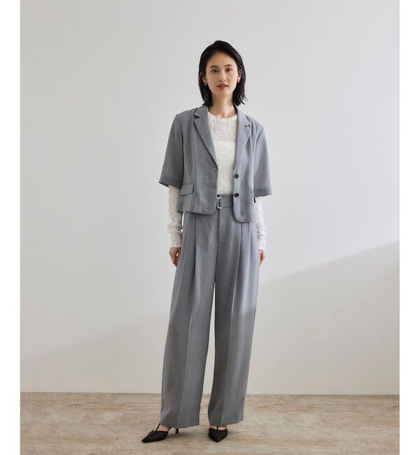 ROPE「【洗える】リネンライク ベルテッドワイドパンツ/セットアップ対応【WEB・一部店舗限定】」|チノ|