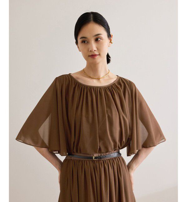 ROPE「【洗える】ブライトネスヤーンギャザーブラウス/セットアップ対応」|シャツ・ブラウス|