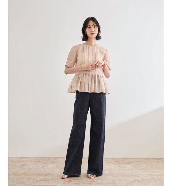 ROPE「【洗える】ストライプペプラムブラウス」|シャツ・ブラウス|