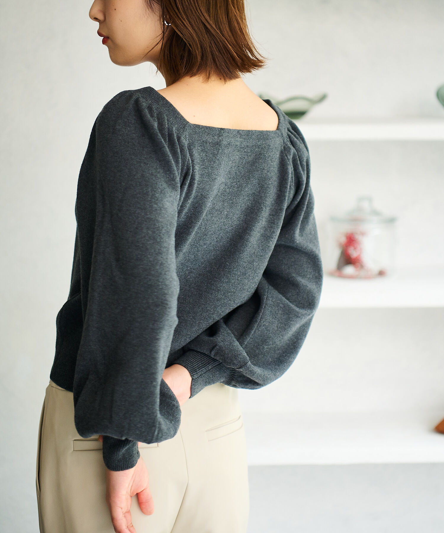 vis-a-vis「【WEB限定】前後2WAYスクエアネックニット【セットアップ対応】」|ニット・セーター|