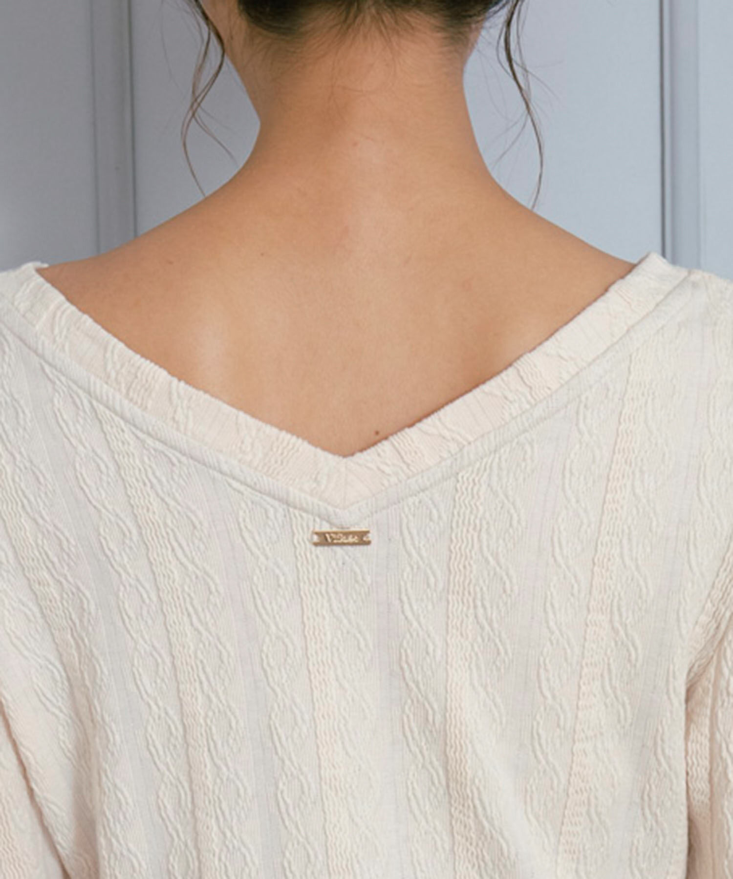 VIS「【ViSage】カットジャガードパワショルAラインロングワンピース」|ルームウェア|