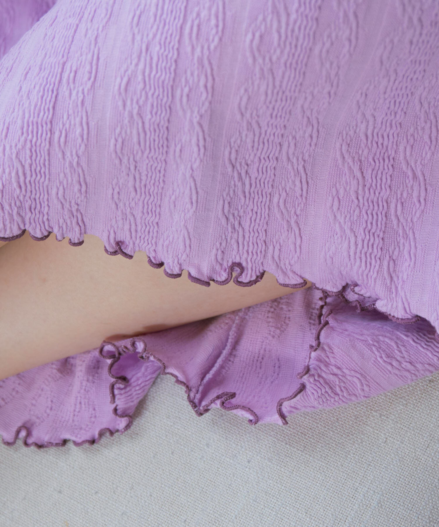 VIS「【ViSage】カットジャガードパワショルAラインロングワンピース」|ルームウェア|