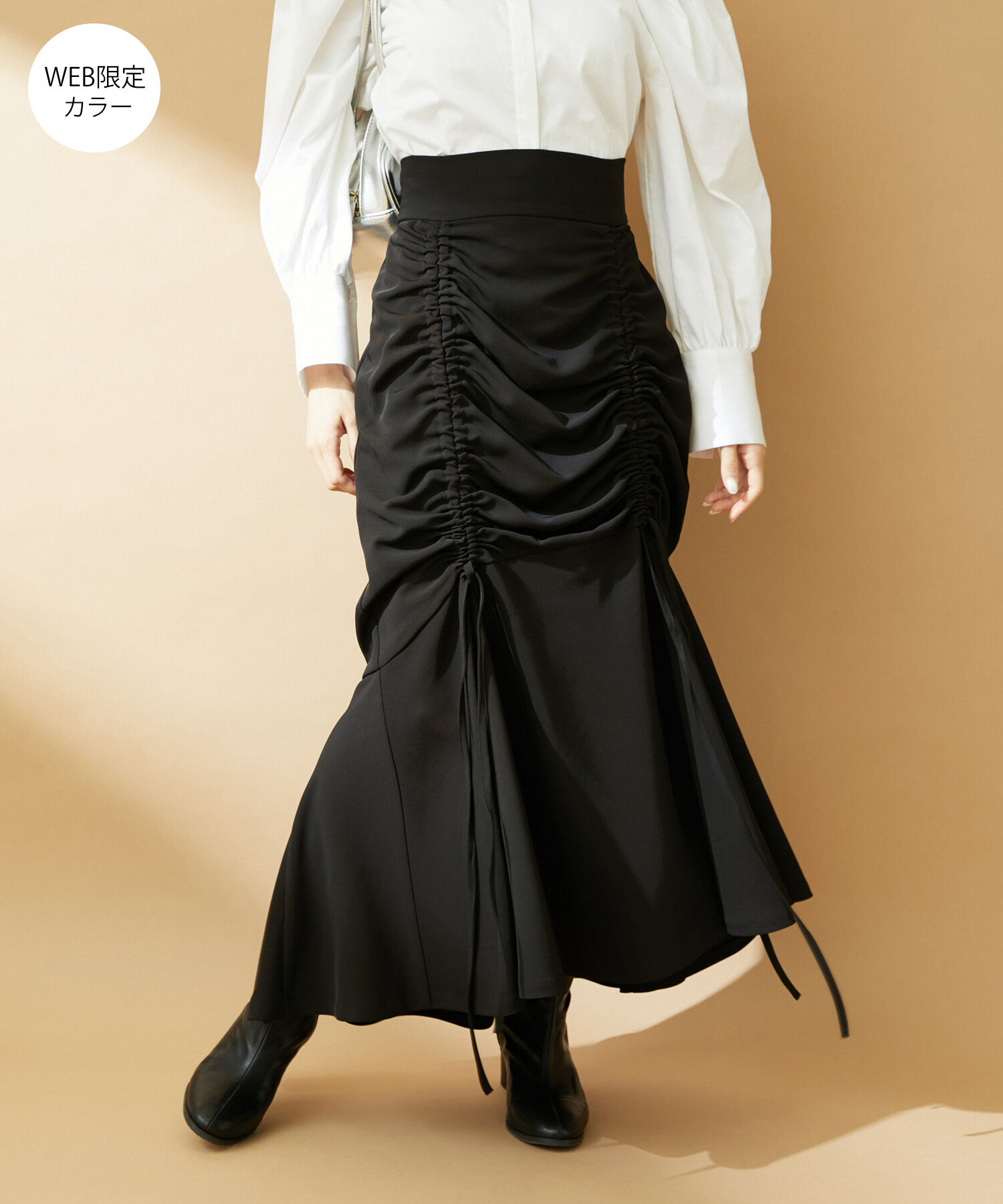 VIS「【洗える】ドロストマーメイドスカート」|スカート|ブラック(01)