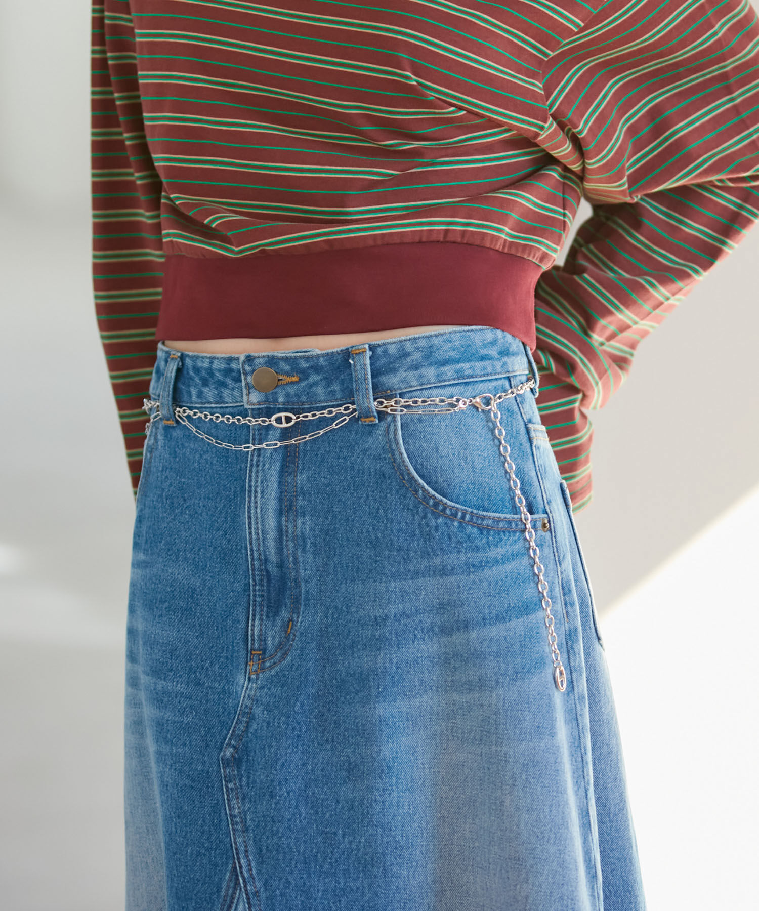 VIS「【マルチWAY】レイヤードチェーンベルト」|ベルト|シルバー(93)