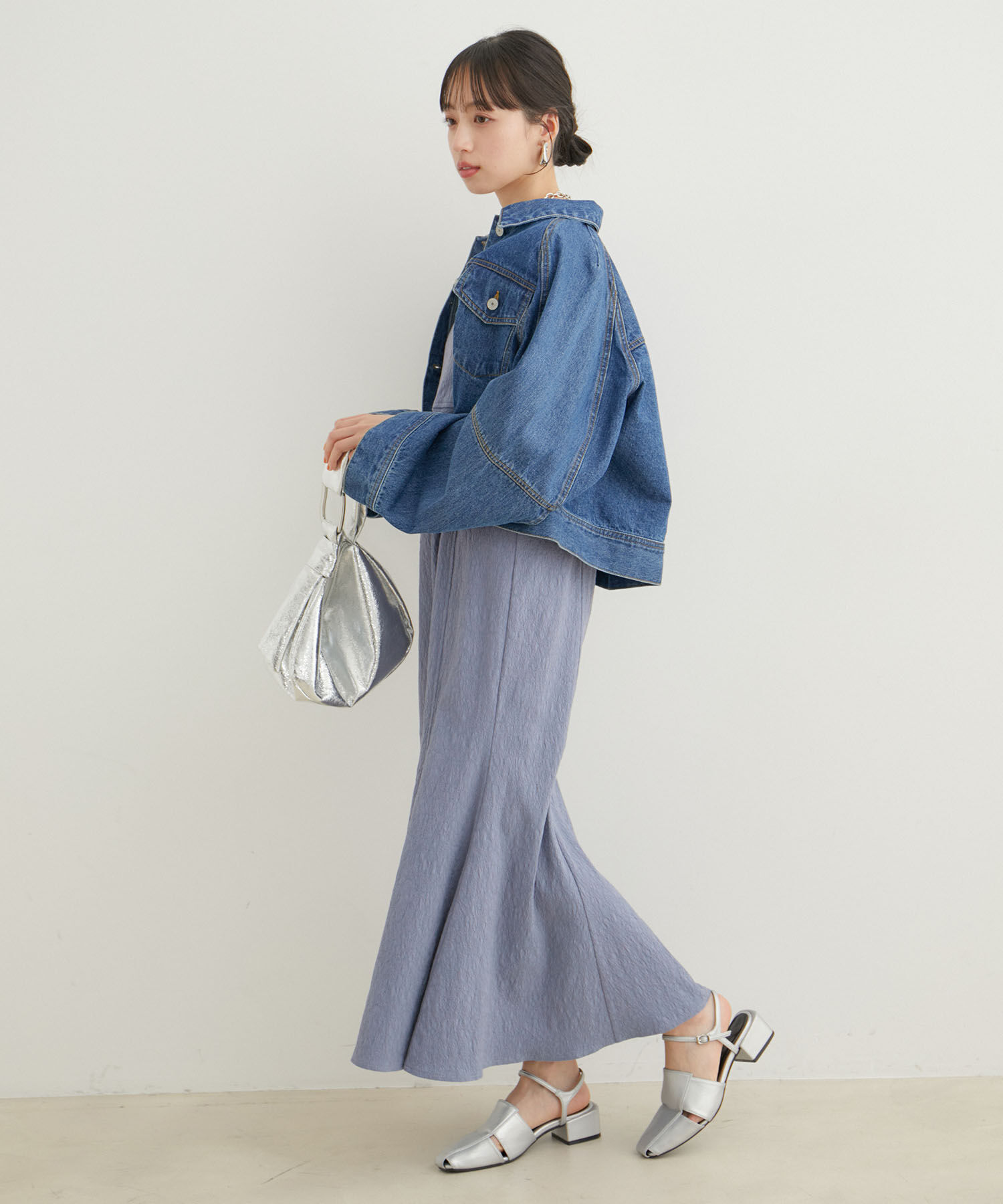 VIS「【新色追加】【VIS DRESS】チュールパールブラウス＆ジャガードワンピースセット」|ドレス|