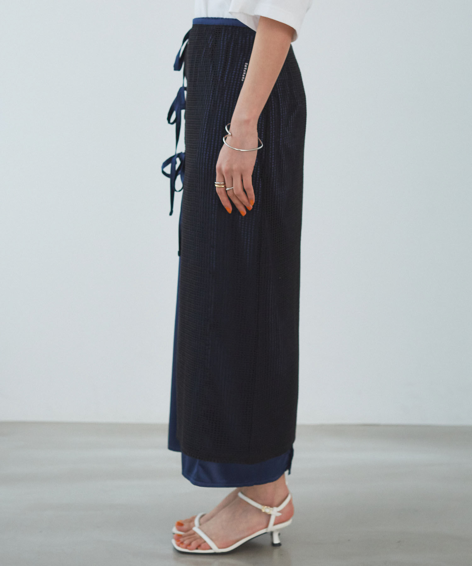 VIS「レイヤードラメメッシュIラインスカート」|スカート|