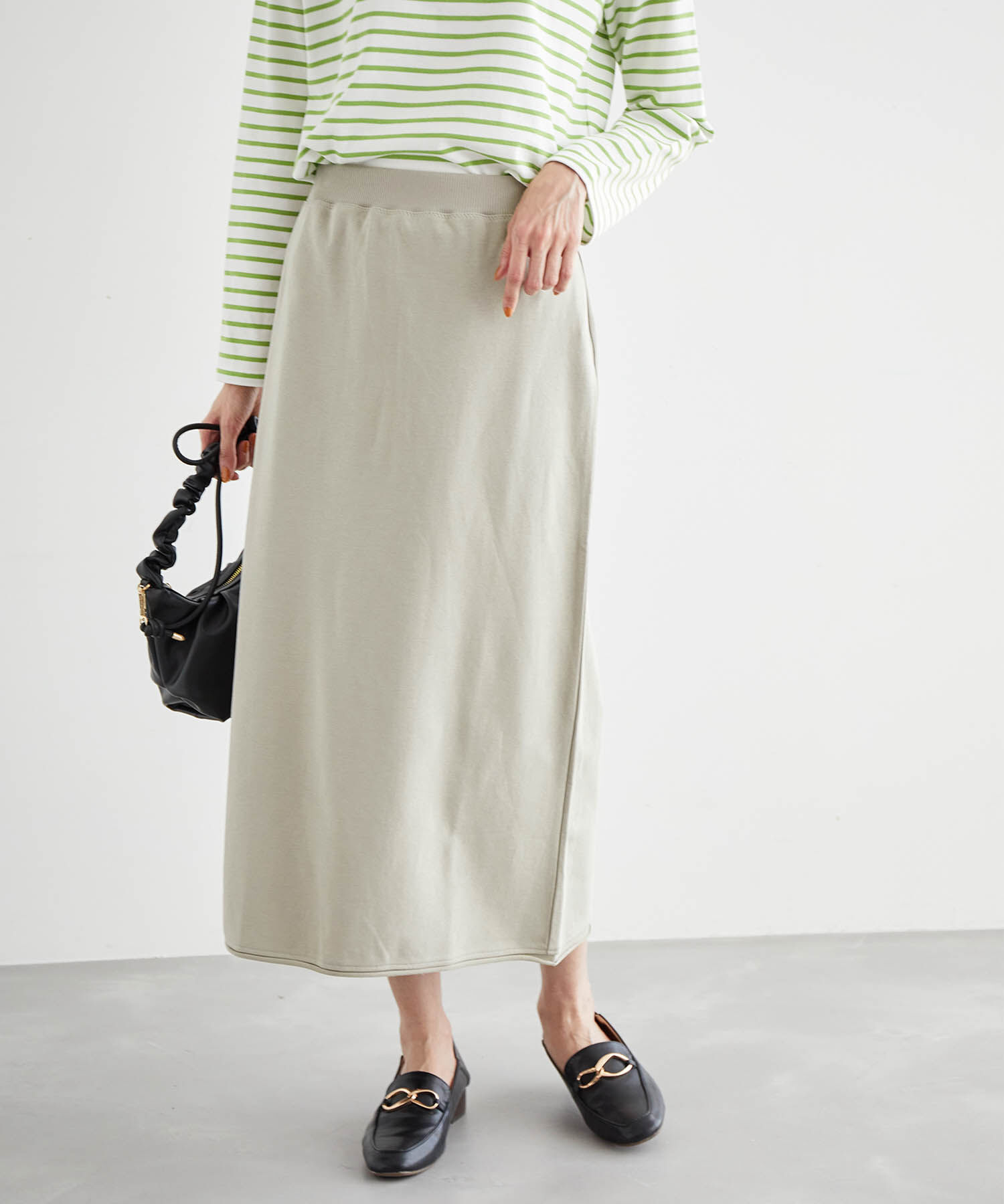 Rope&rsquo;Picnic「【セットアップ対応】ミニ裏毛ロングスカート」|スカート|オリーブ(37)