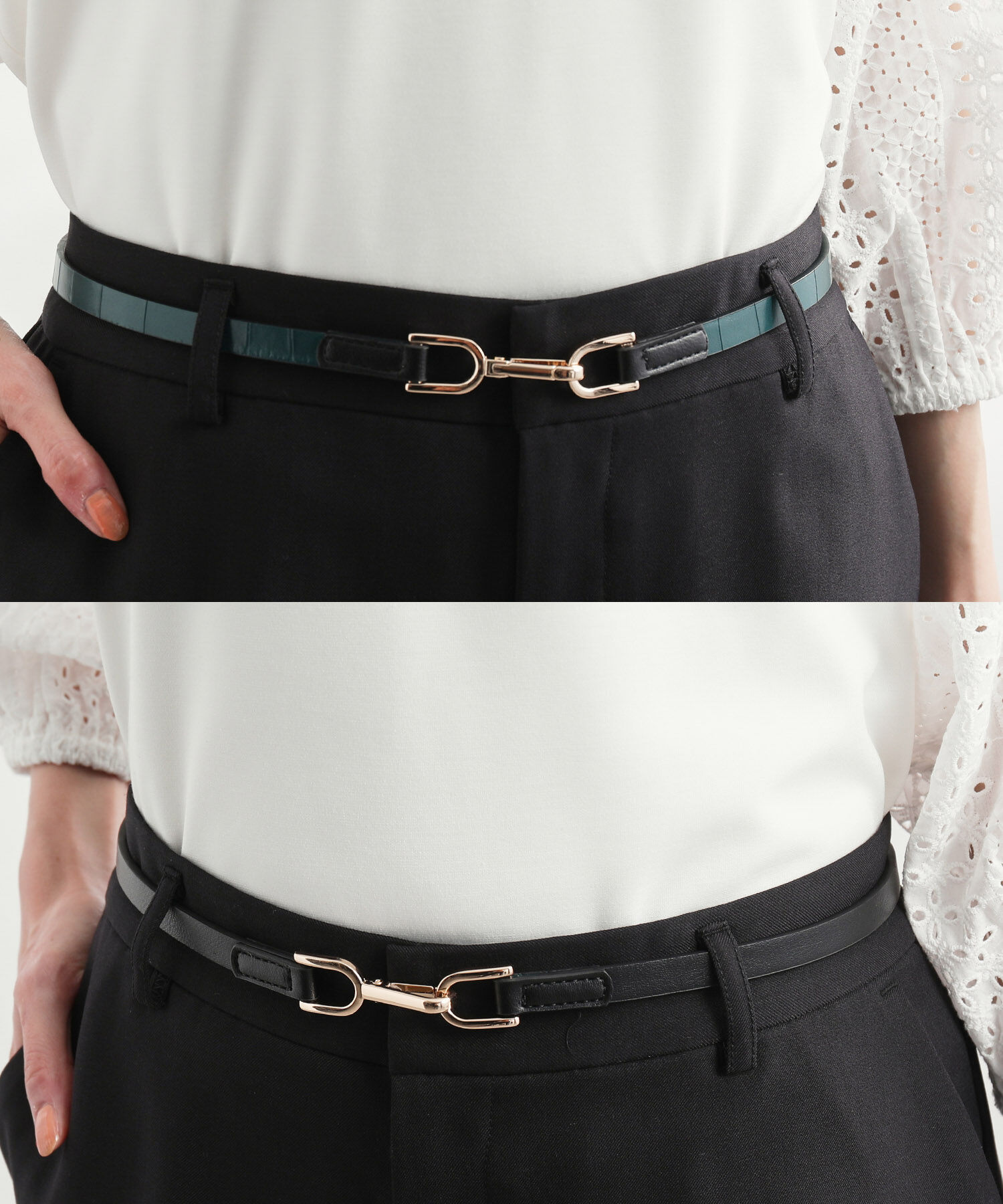 ROPE PICNIC PASSAGE「リサイクル合皮メタルフックバックルリバーシブルベルト」|ベルト|ブラック系(02)