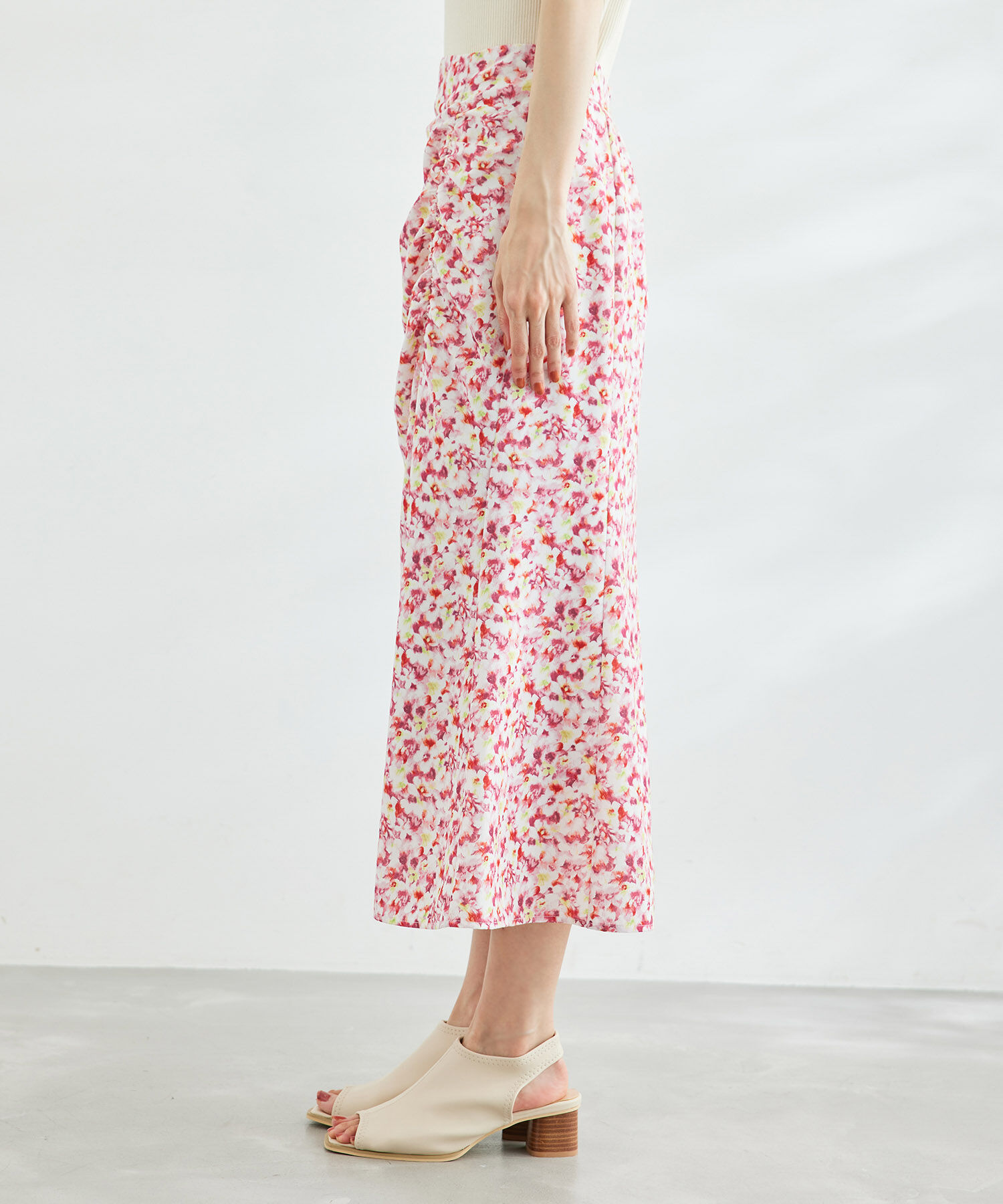 Rope&rsquo;Picnic「ぼかしフラワーギャザーマーメイドスカート」|スカート|