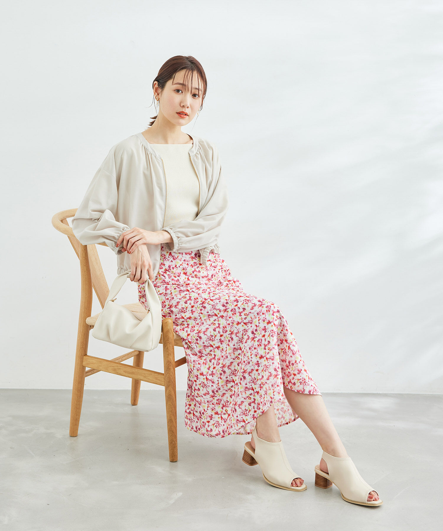 Rope&rsquo;Picnic「ぼかしフラワーギャザーマーメイドスカート」|スカート|