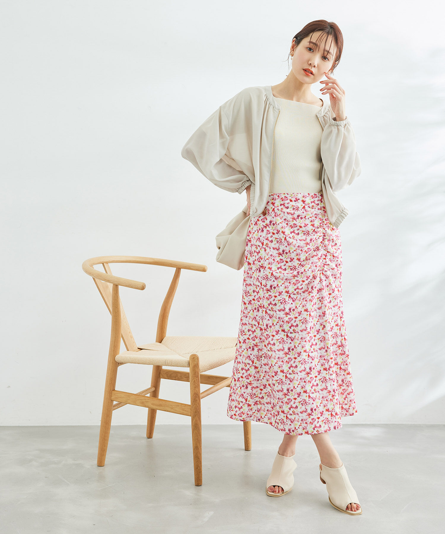 Rope&rsquo;Picnic「ぼかしフラワーギャザーマーメイドスカート」|スカート|