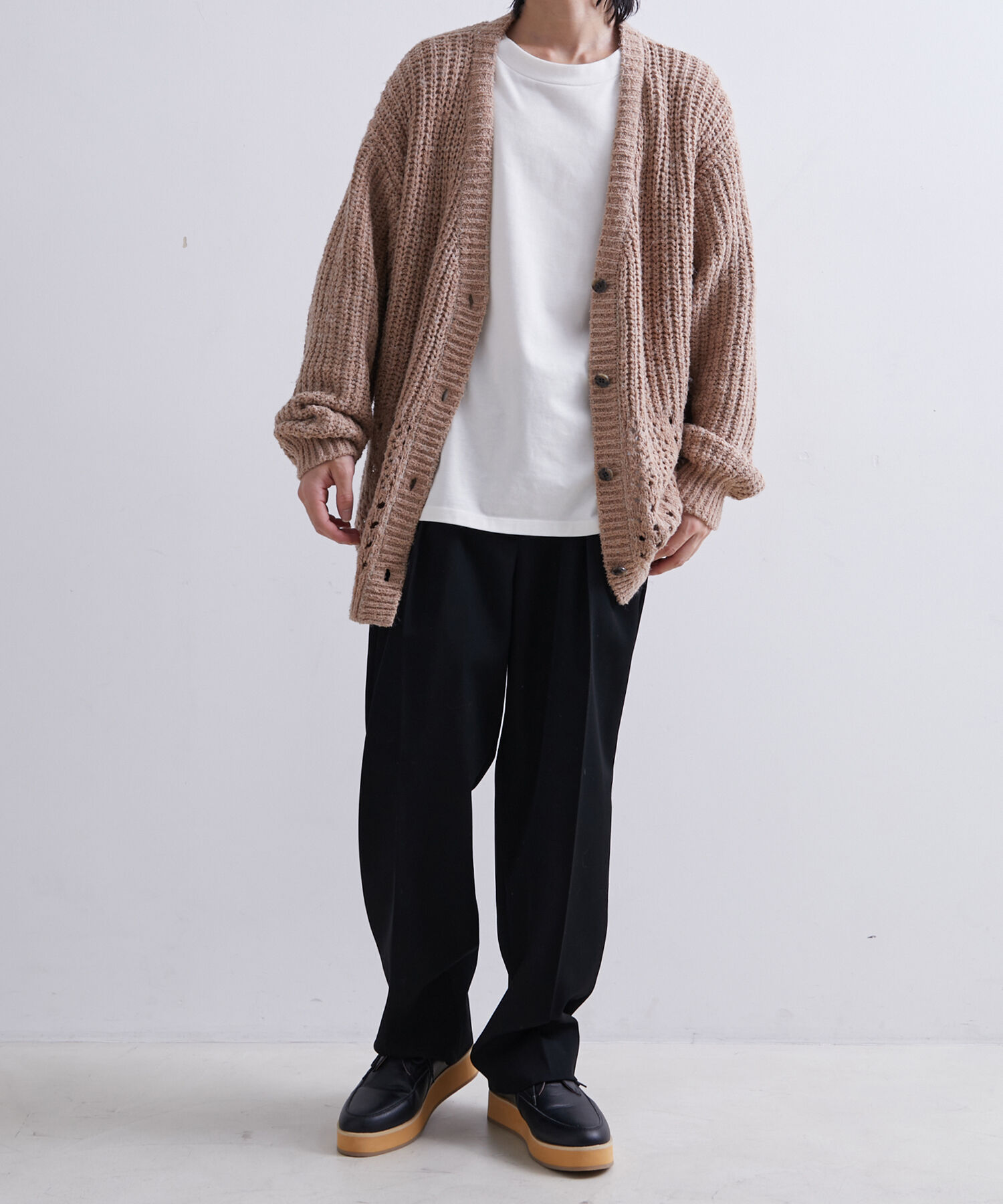 ADAM ET ROPE'「テープヤーン ルーズシルエット カーディガン」|カーディガン|