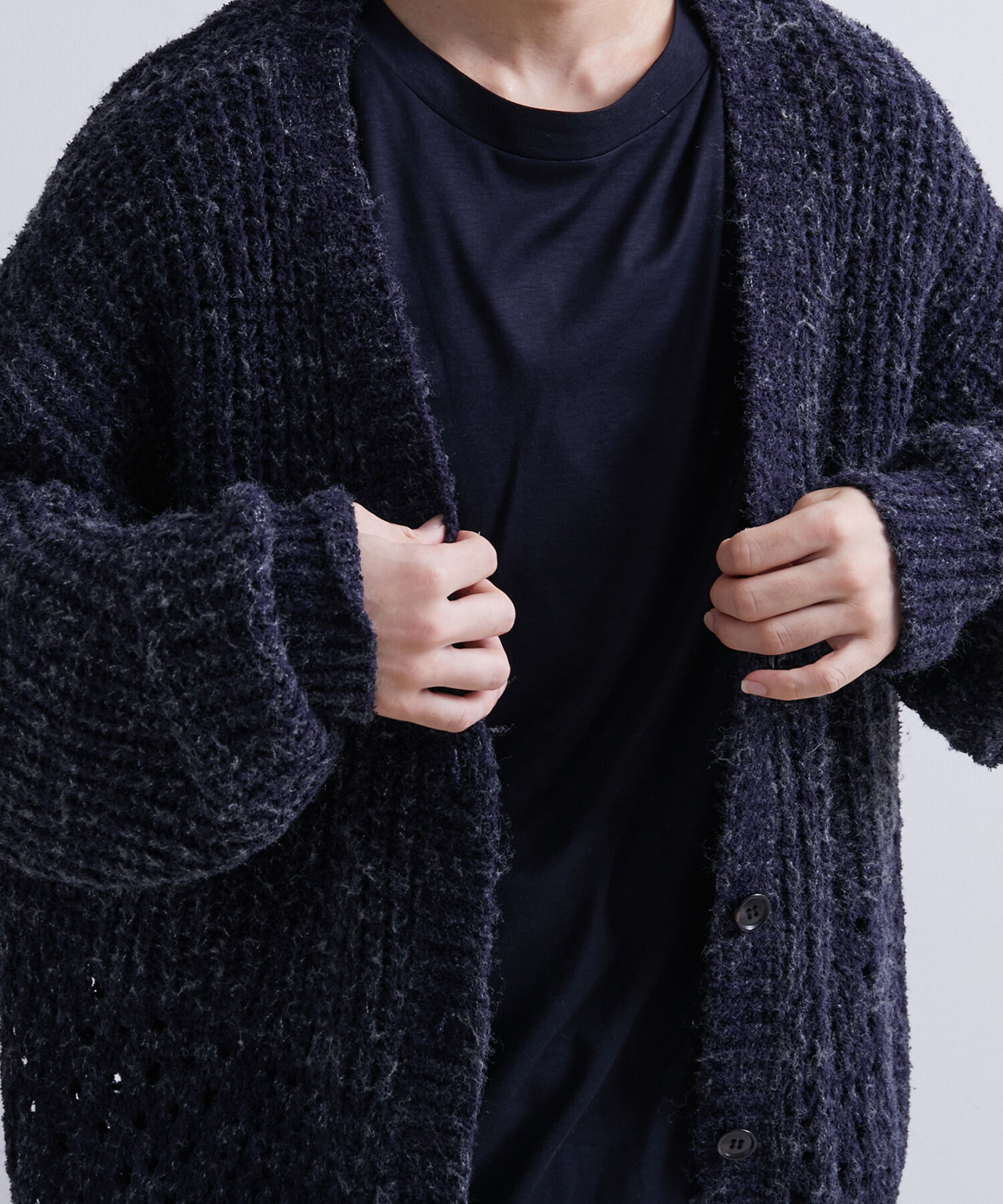 ADAM ET ROPE'「テープヤーン ルーズシルエット カーディガン」|カーディガン|